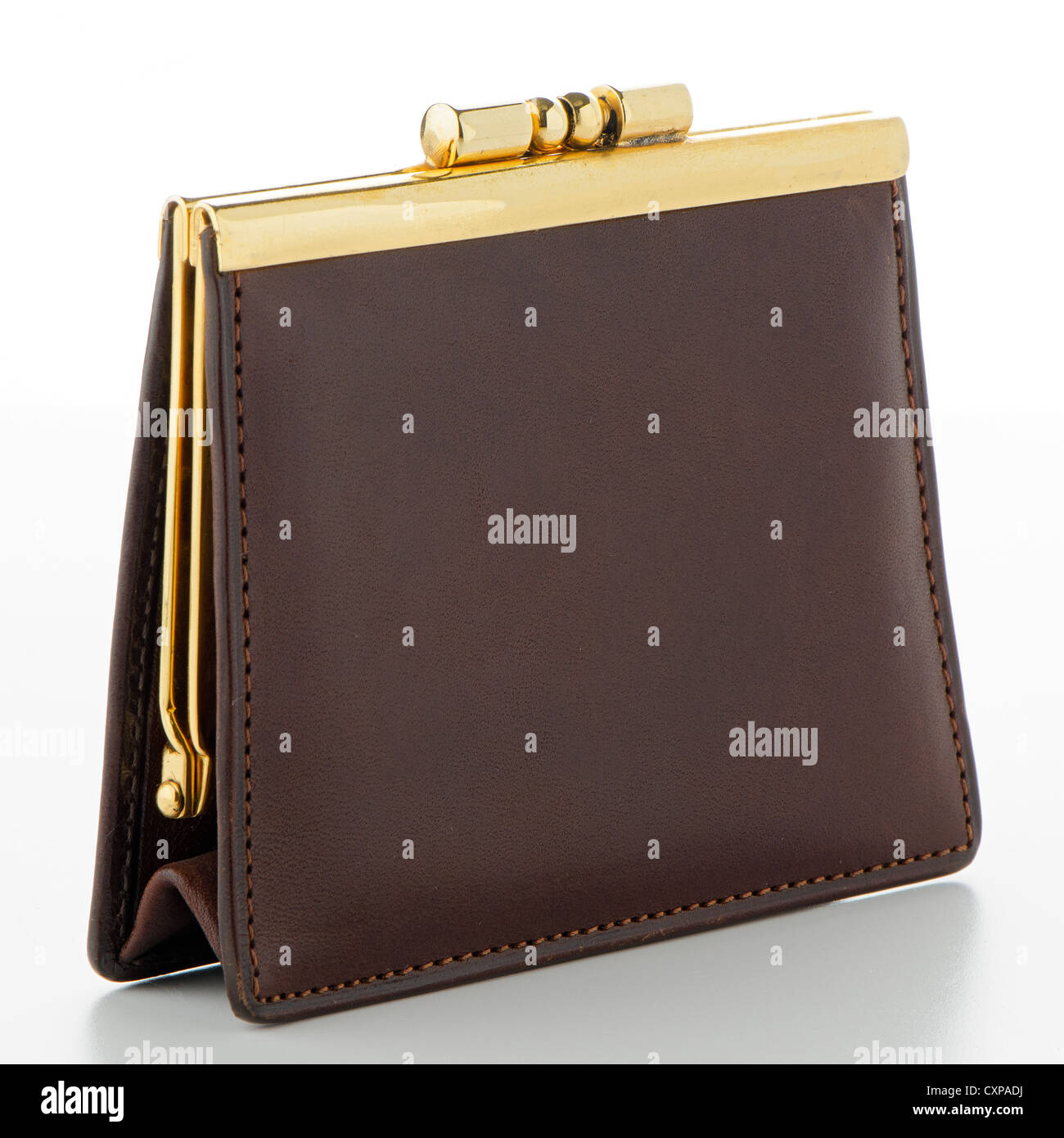 Womens Brown Purse with White stitch detail
