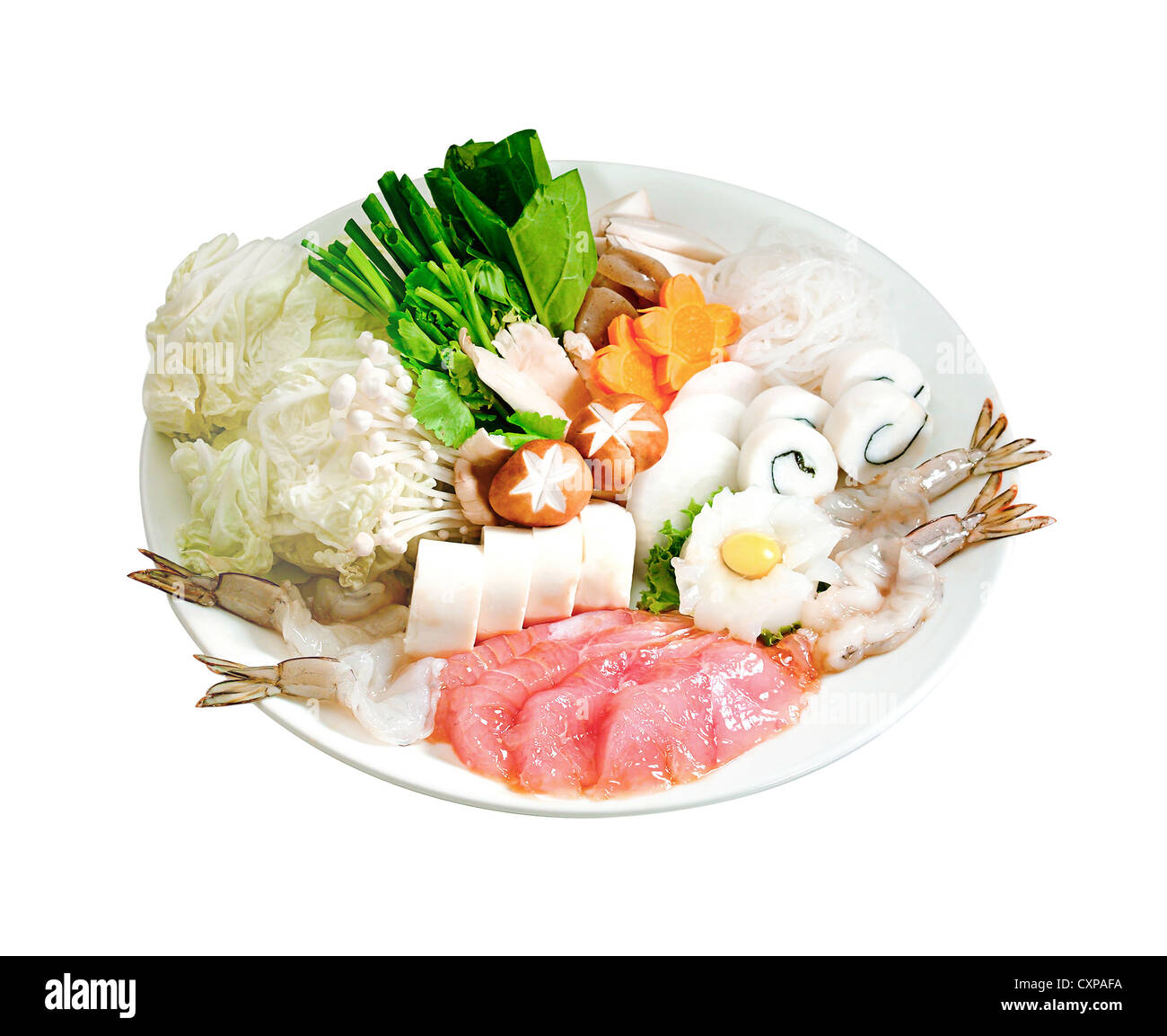 Japanese food Shabu Sukiyaki style isolated on white Stock Photo