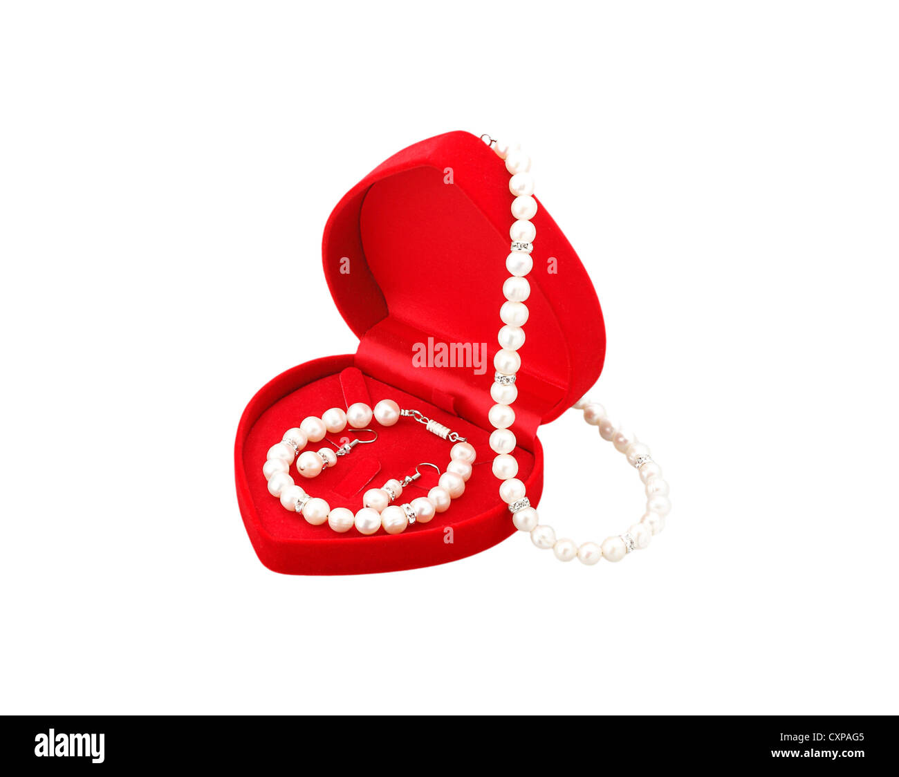 nice jewelry box with white pearl isolated on white background Stock Photo Alamy