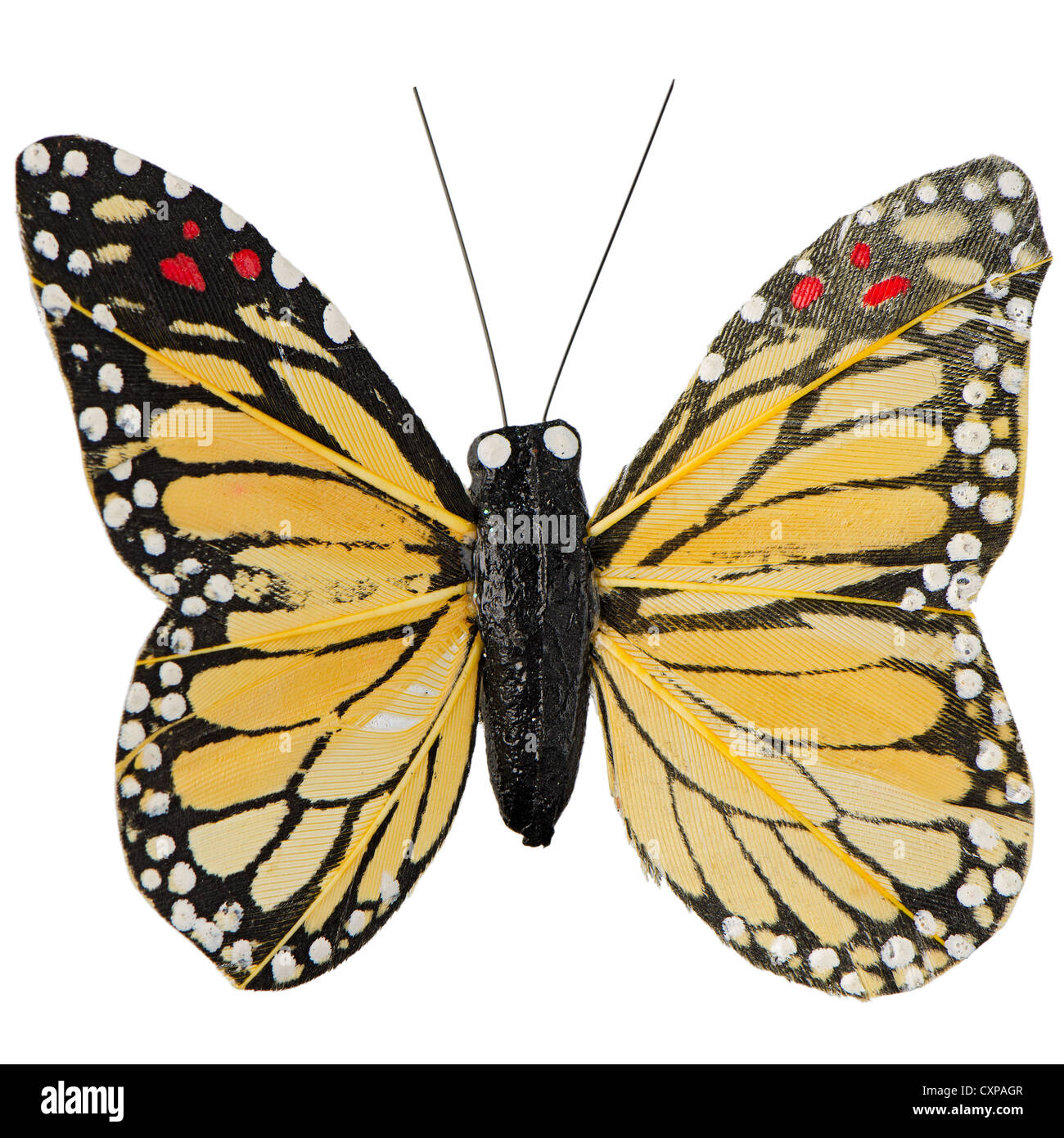 Artificial butterfly decoration isolated on white background Stock