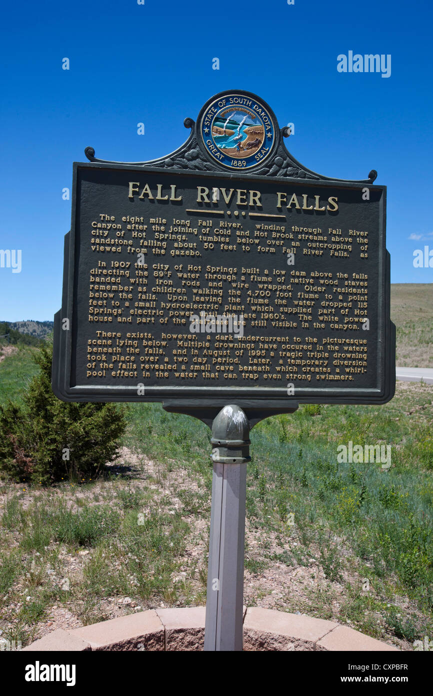 Fall River Falls historical marker, Fall River County, South Dakota