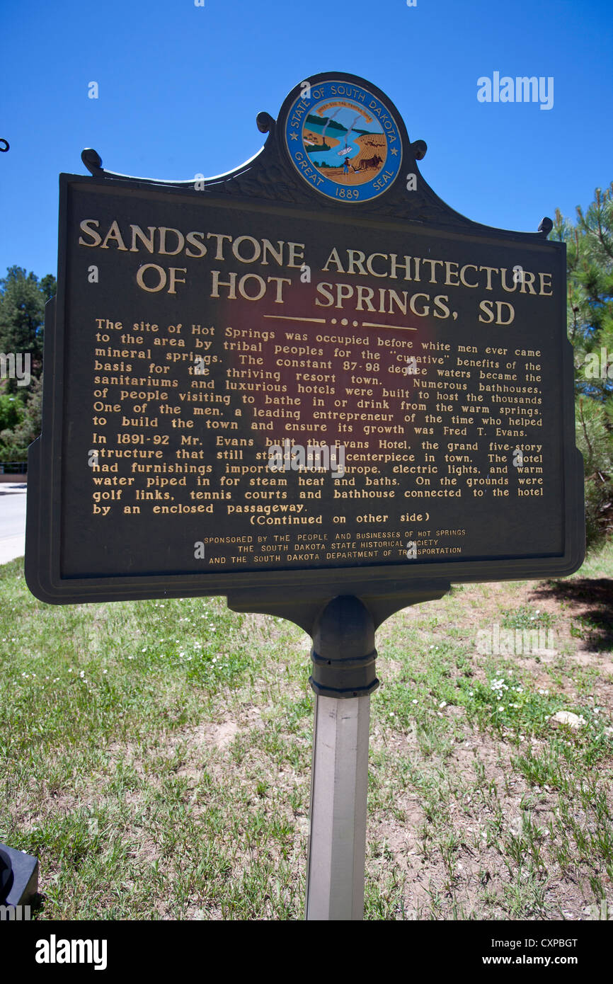 Sandstone Architecture of Hot Springs, SD historical marker, Fall River ...