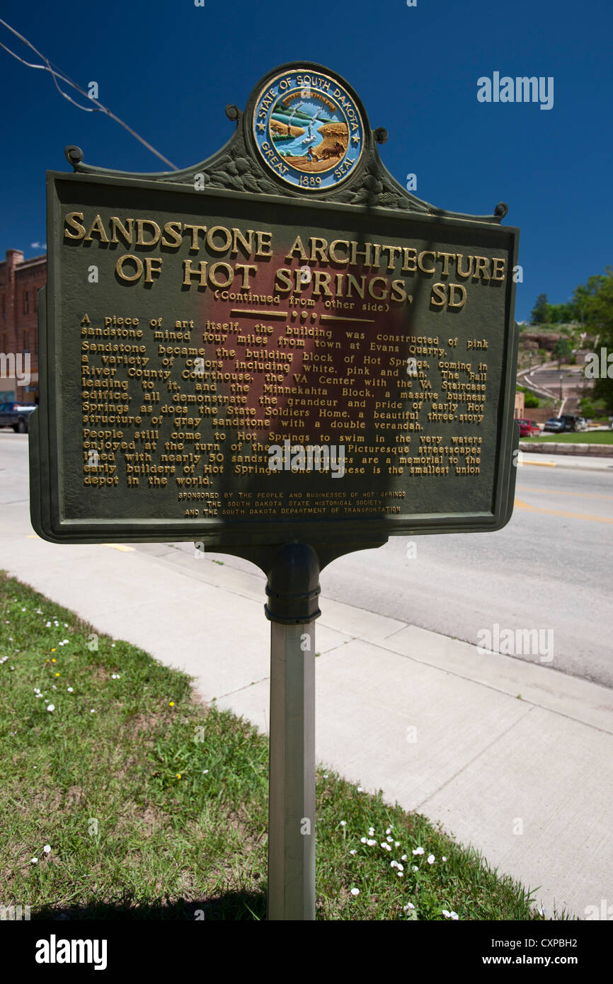 Sandstone Architecture of Hot Springs, SD historical marker, Fall River