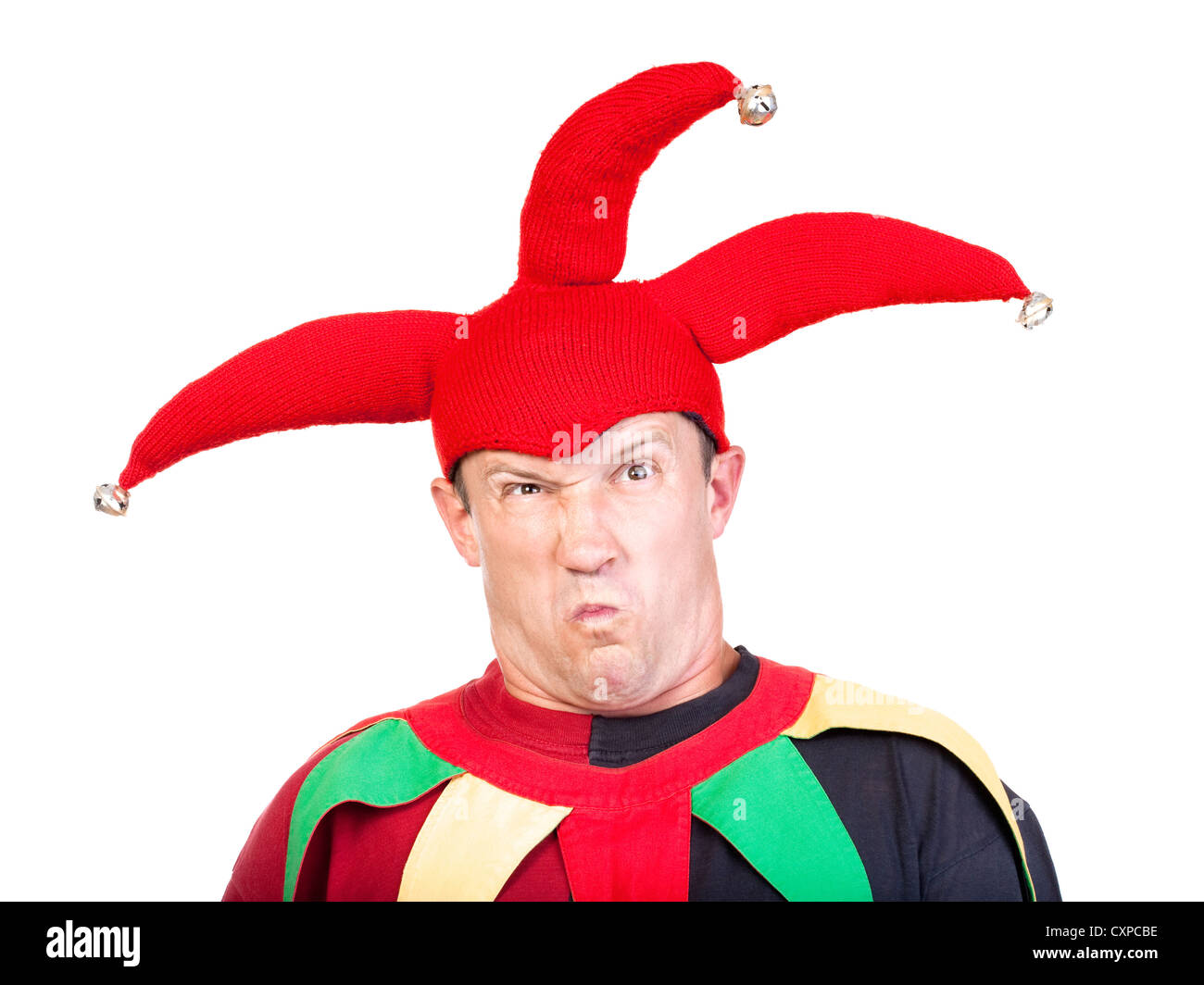 portrait of jester - entertaining figure in typical costume Stock Photo
