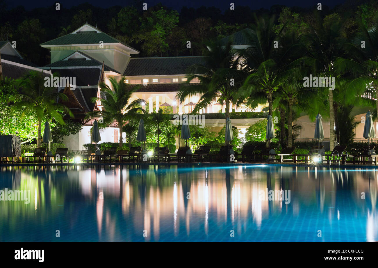 swimming pool in night illumination Stock Photo - Alamy