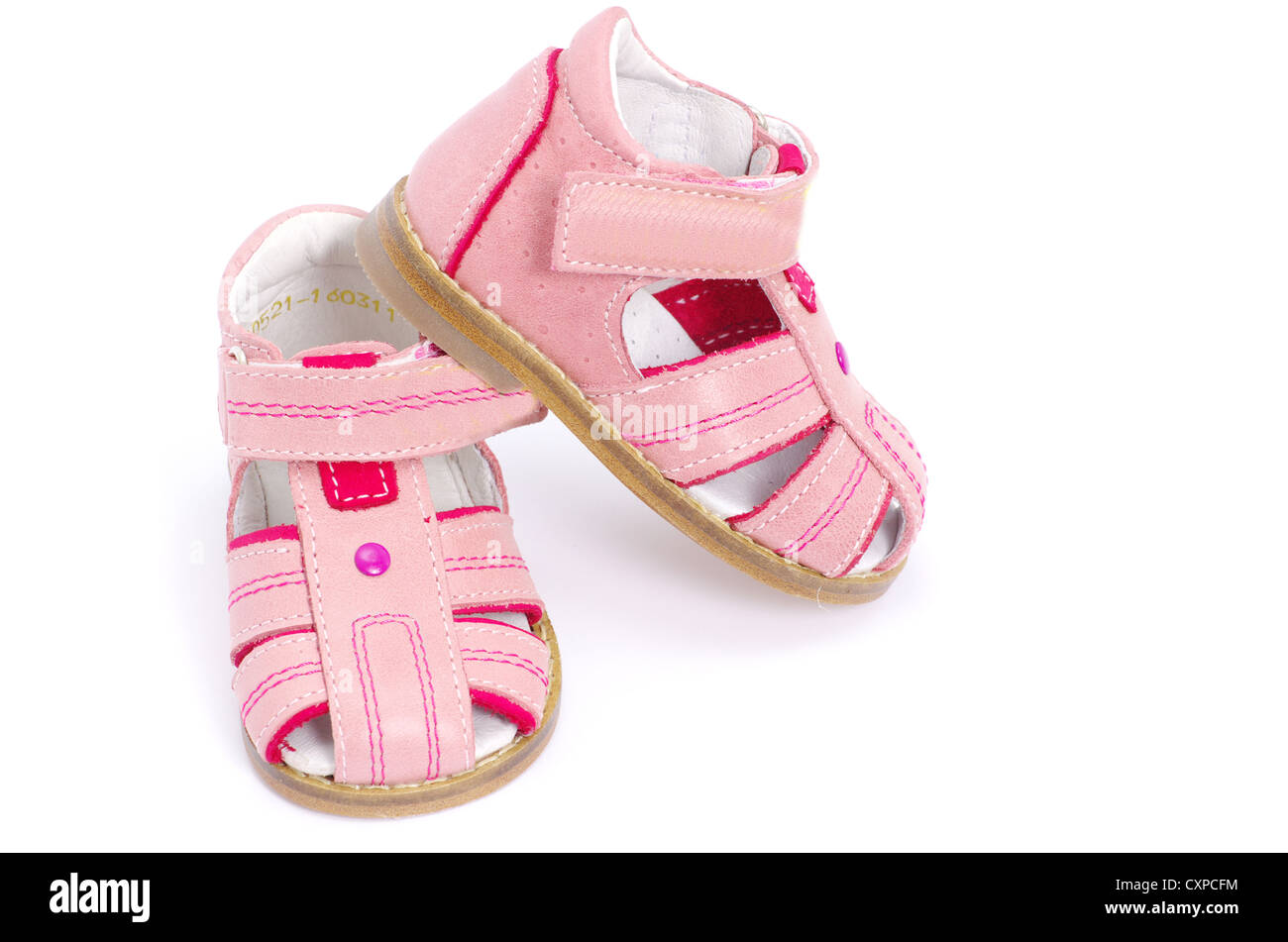 pink child's sandals isolated on white Stock Photo - Alamy
