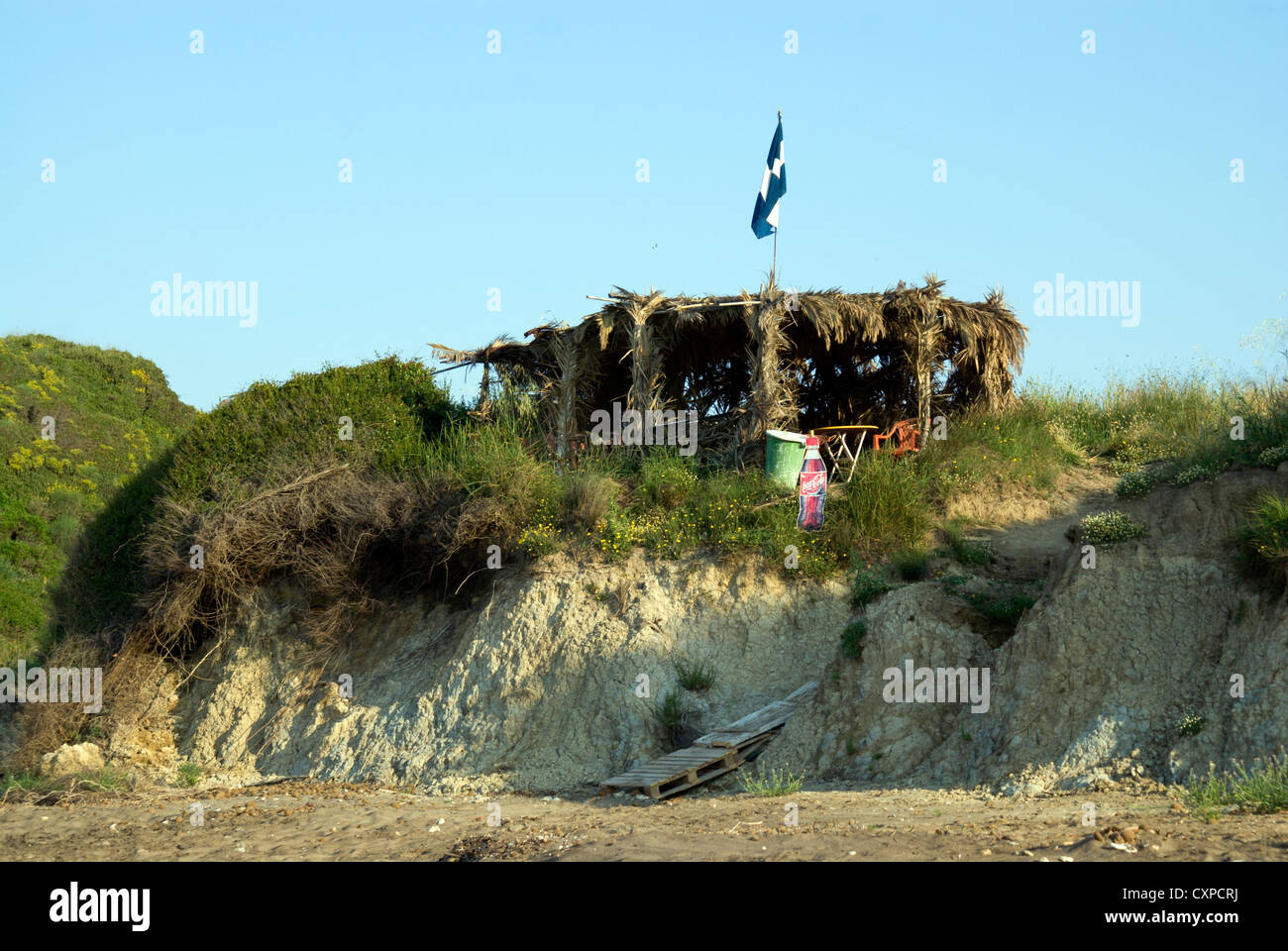 beach side snack bar crystal beach kalamaki zante / kakynthos ionian islands greece Stock Photo