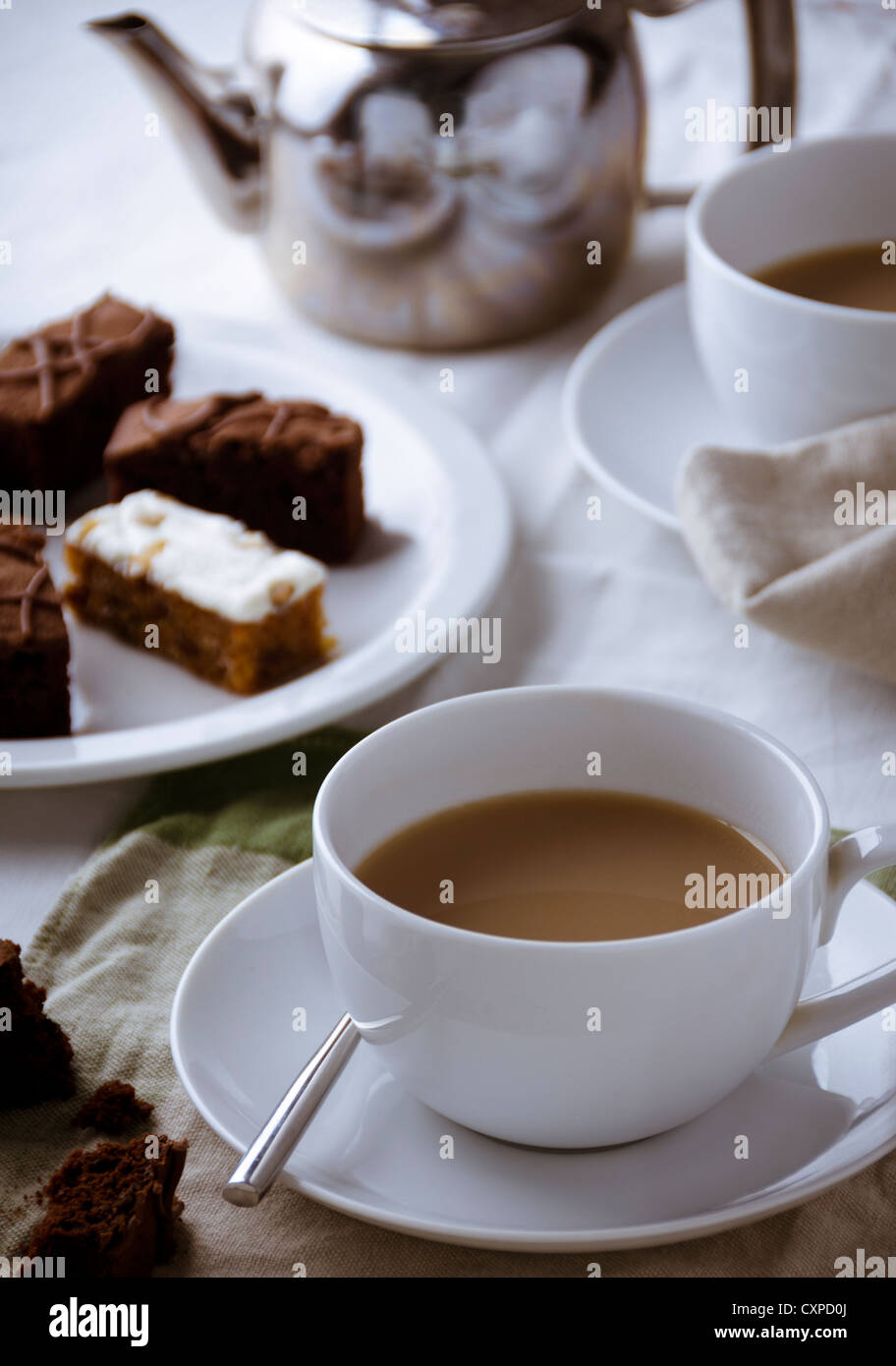 English afternoon high tea for two in a traditional tearoom Stock Photo