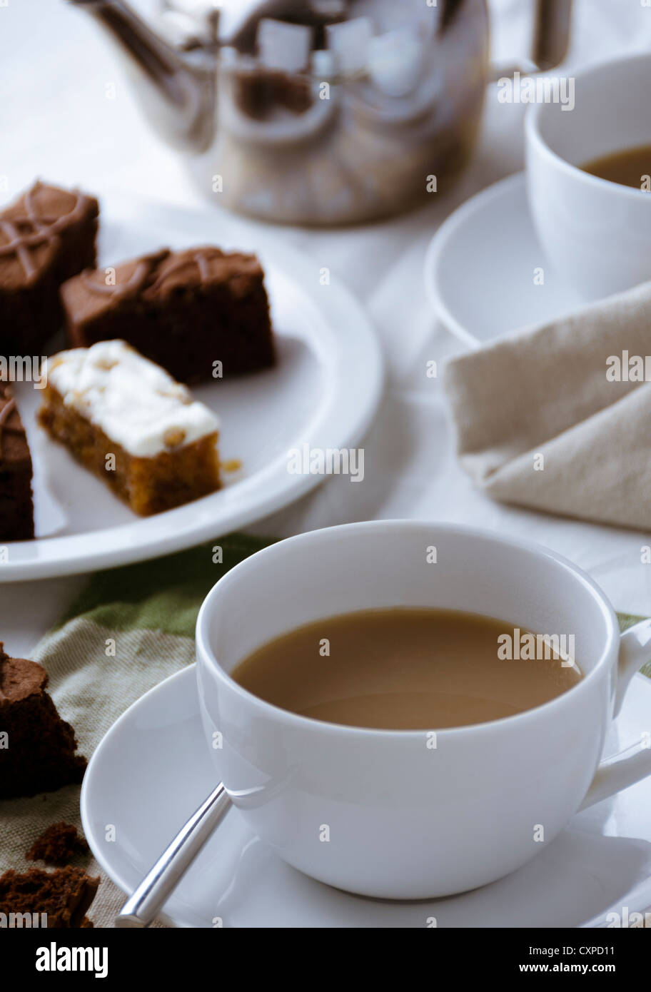 English afternoon high tea for two in a traditional tearoom Stock Photo