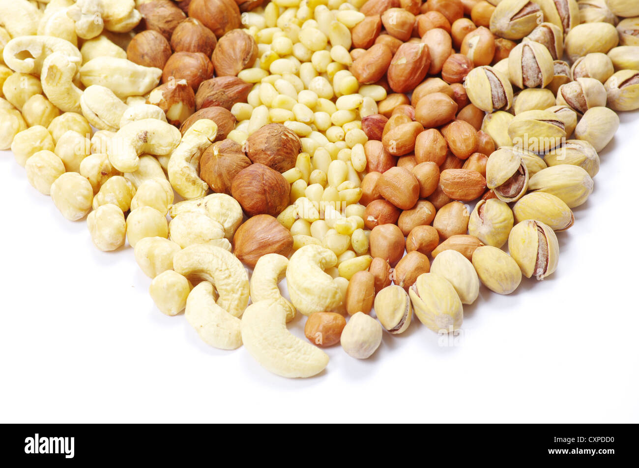 various nuts on a background Stock Photo
