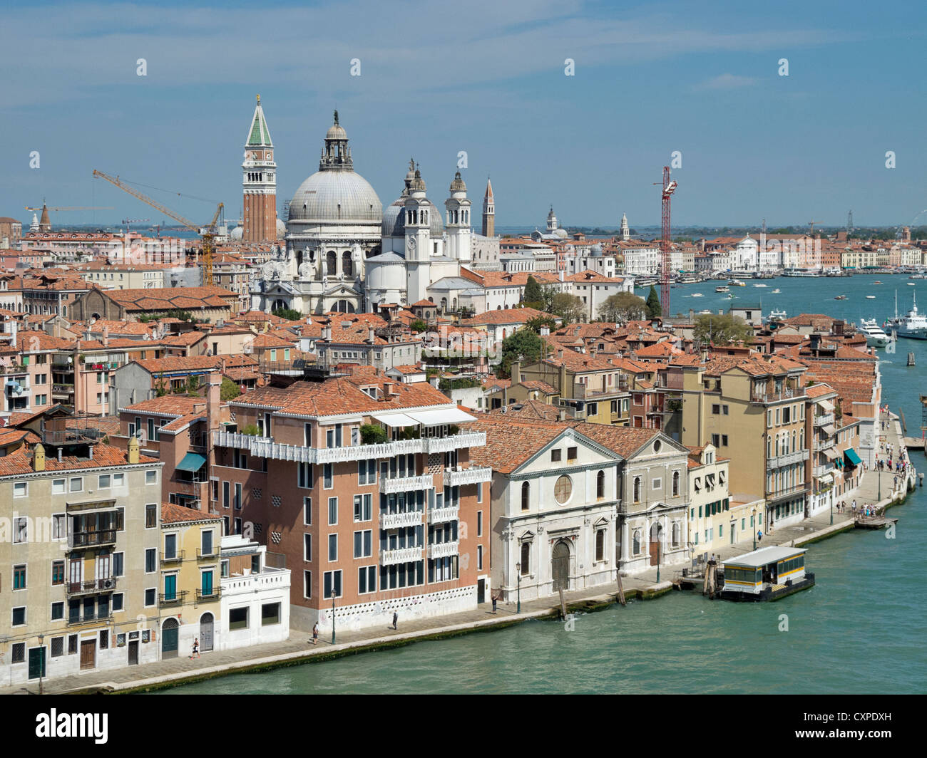 View of Venice showing Torre Dell'Orologio, Accademia di Belle Arti di Venezia and Condominio Spirito Santo Stock Photo