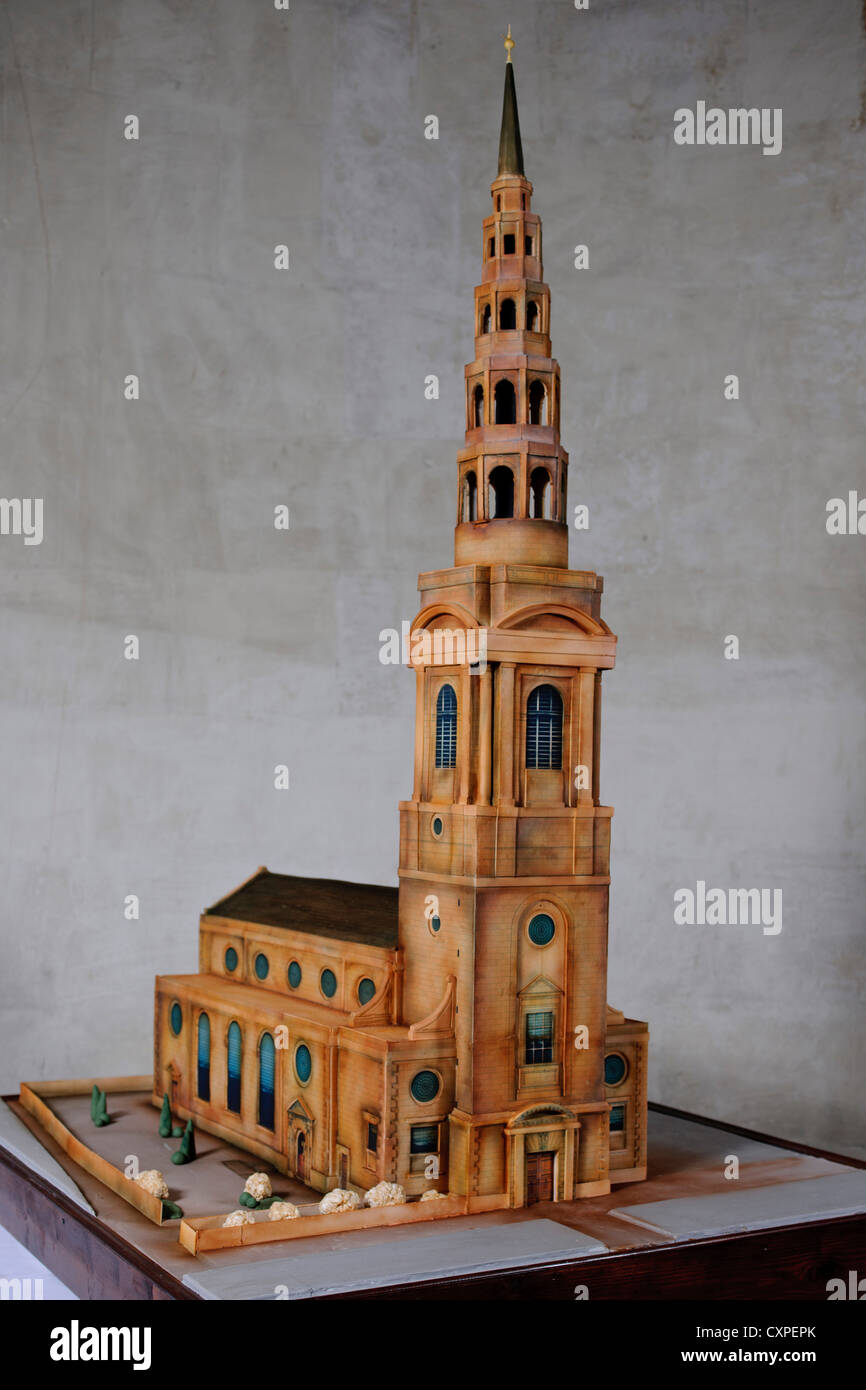 St. Bride's Church cake model, London, United Kingdom. Architect: John Robertson Architects, 2012. Stock Photo