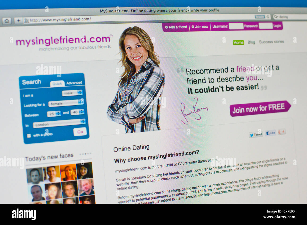 mysinglefriend.com online dating website Stock Photo