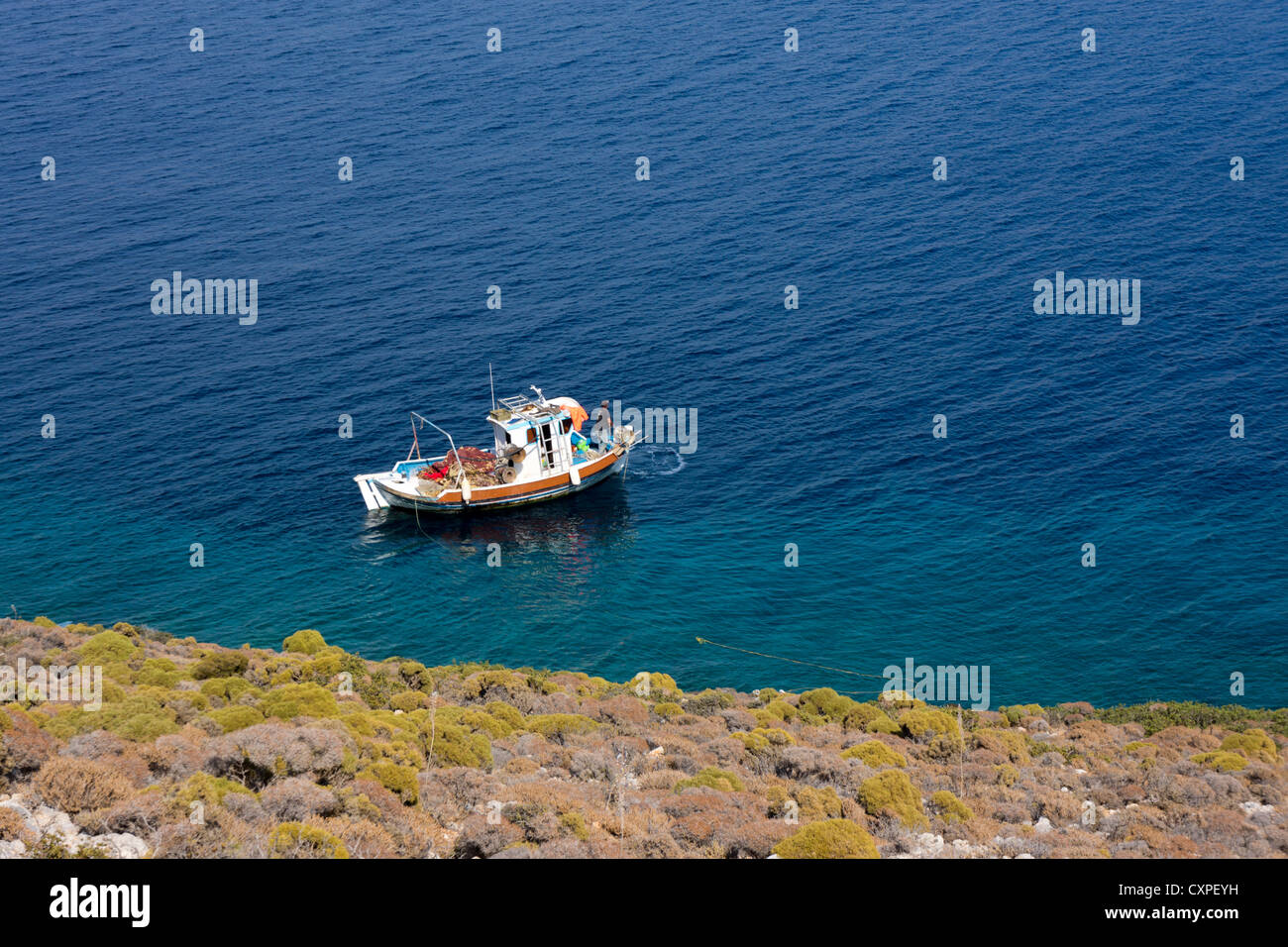 Fishing boa,t Kalymnos, Greek Island, Dodecanese, Greece Stock Photo