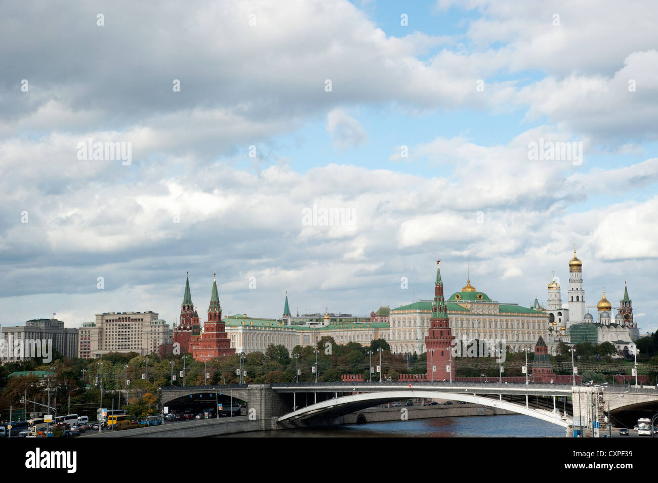 River Moskva and Kremlin, Moscow, Russia. Stock Photo