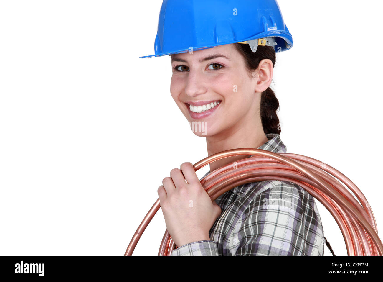 Female plumber Stock Photo