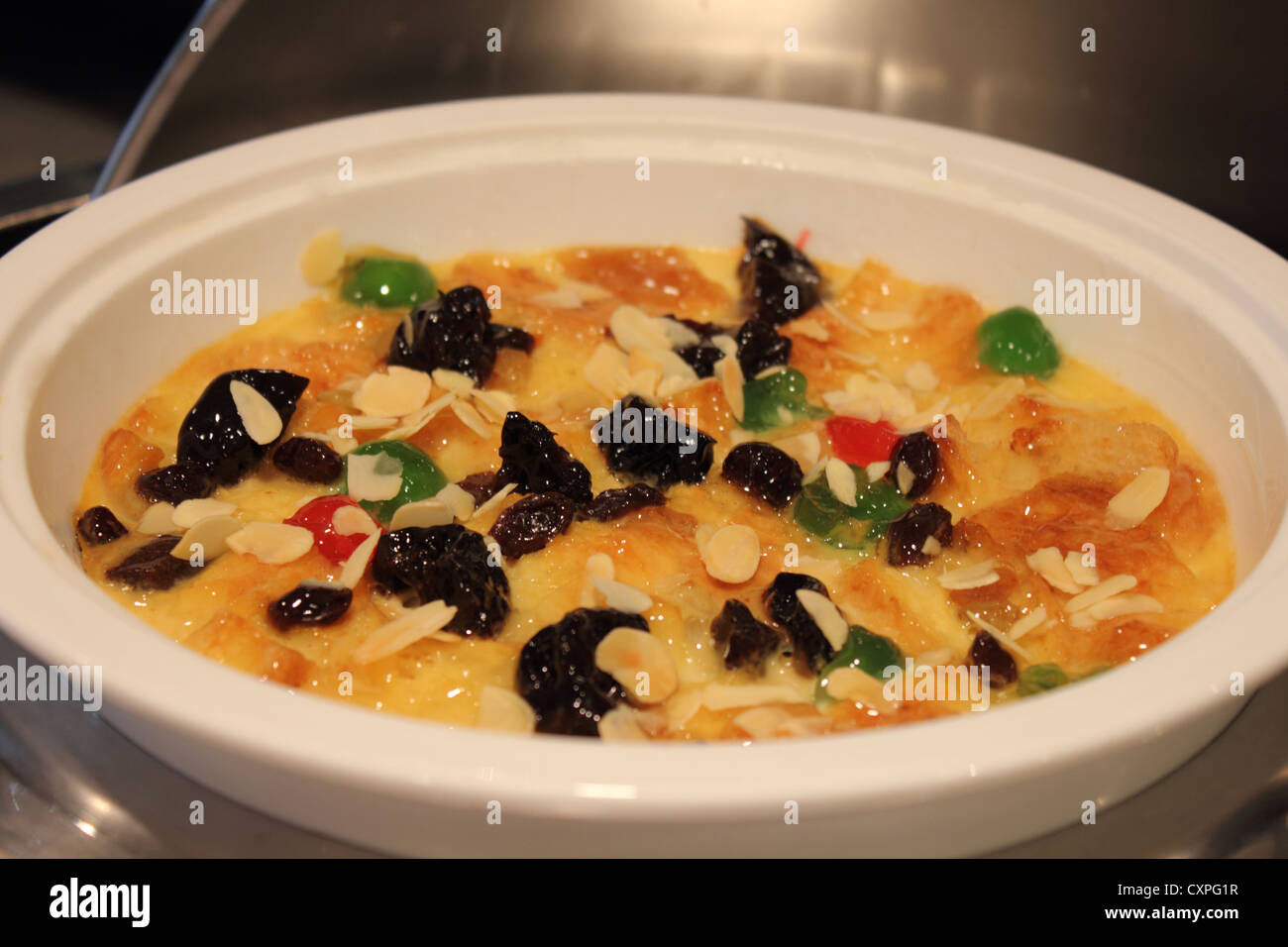 bread pudding mixed raisin dryfruit and bread Stock Photo