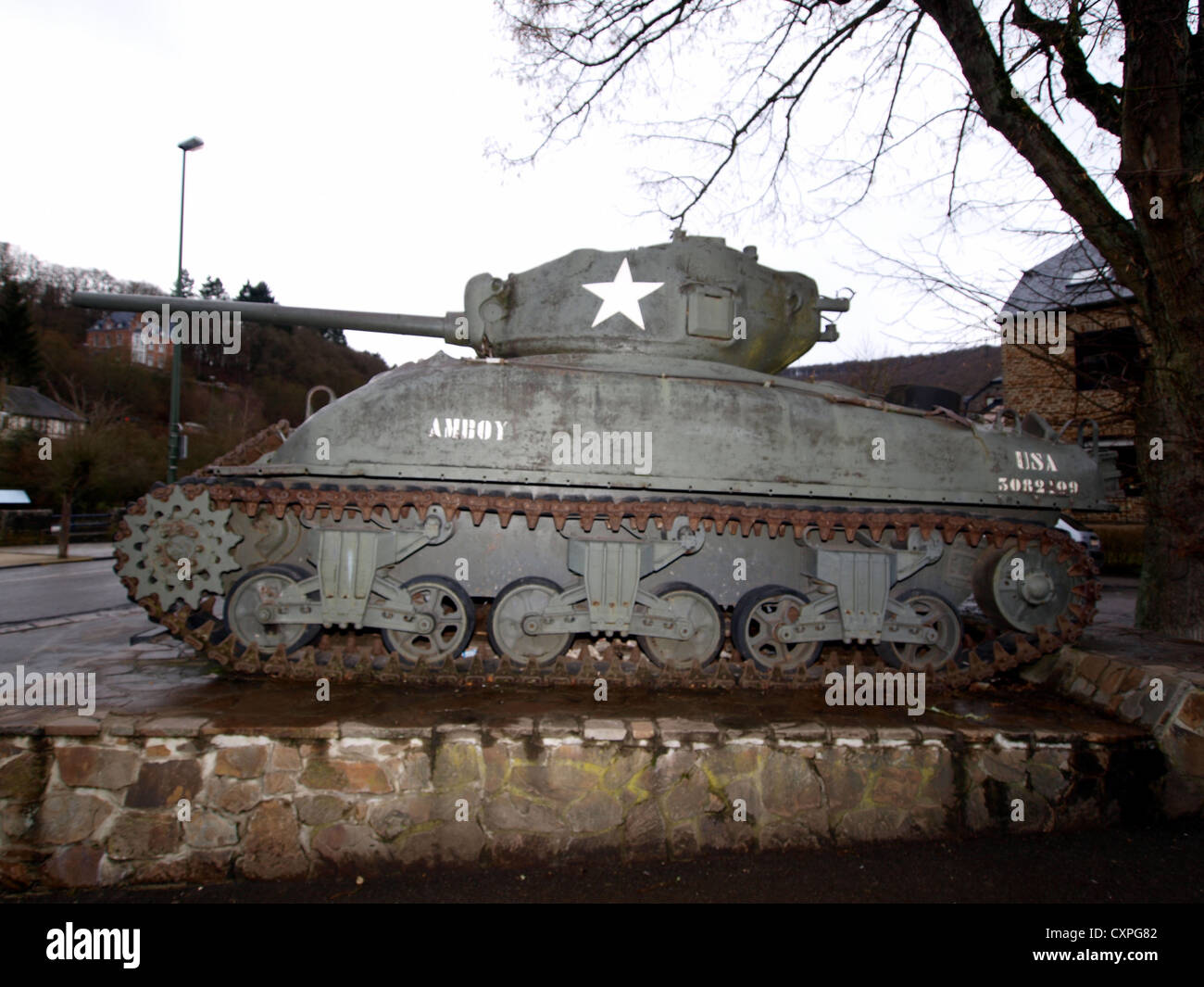 M4A1 Sherman at La Roche-en-Ardenne Stock Photo