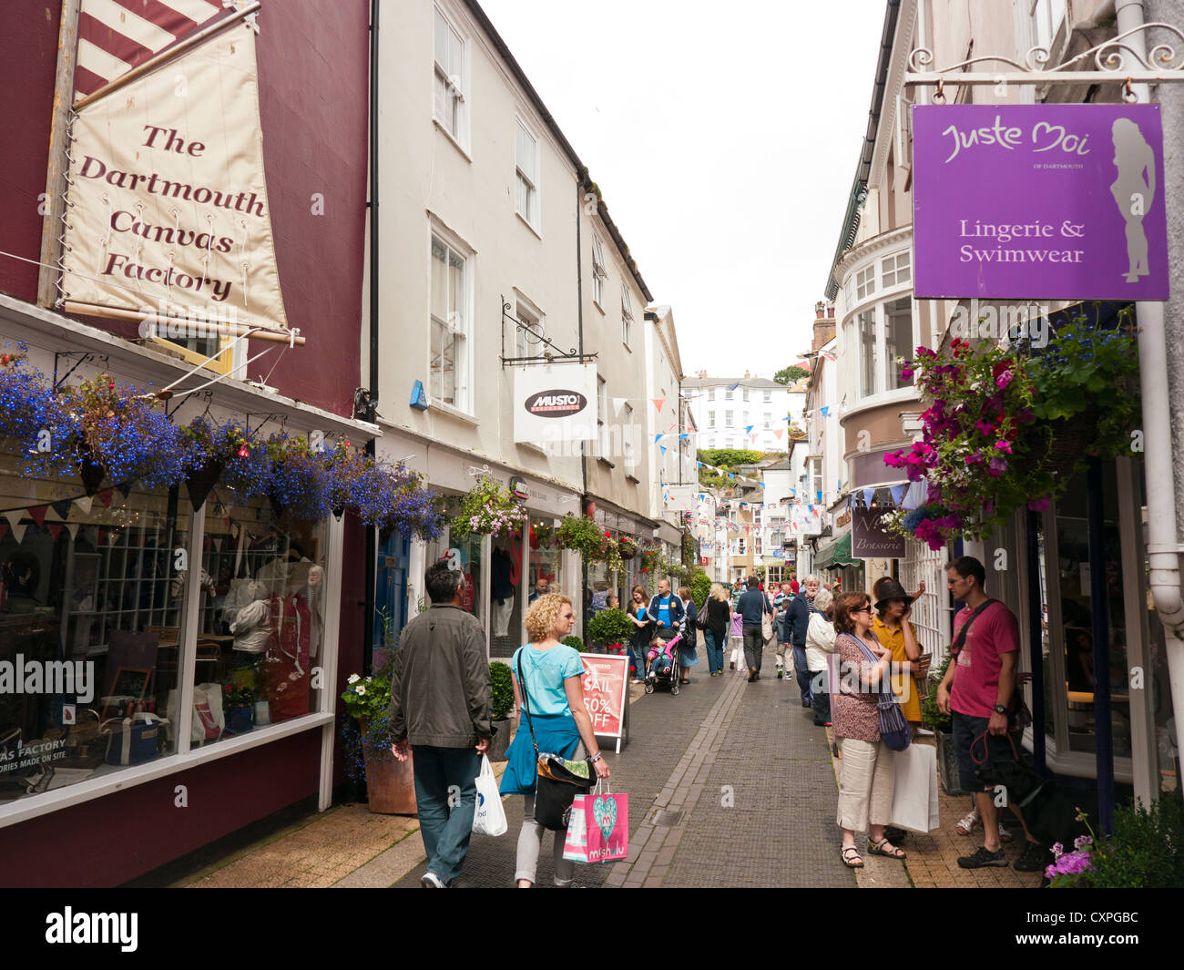 Shops in Dartmouth in Britain Stock Photo