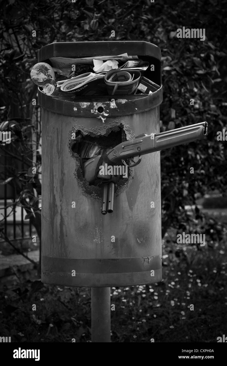 Full rubbish bin Stock Photo