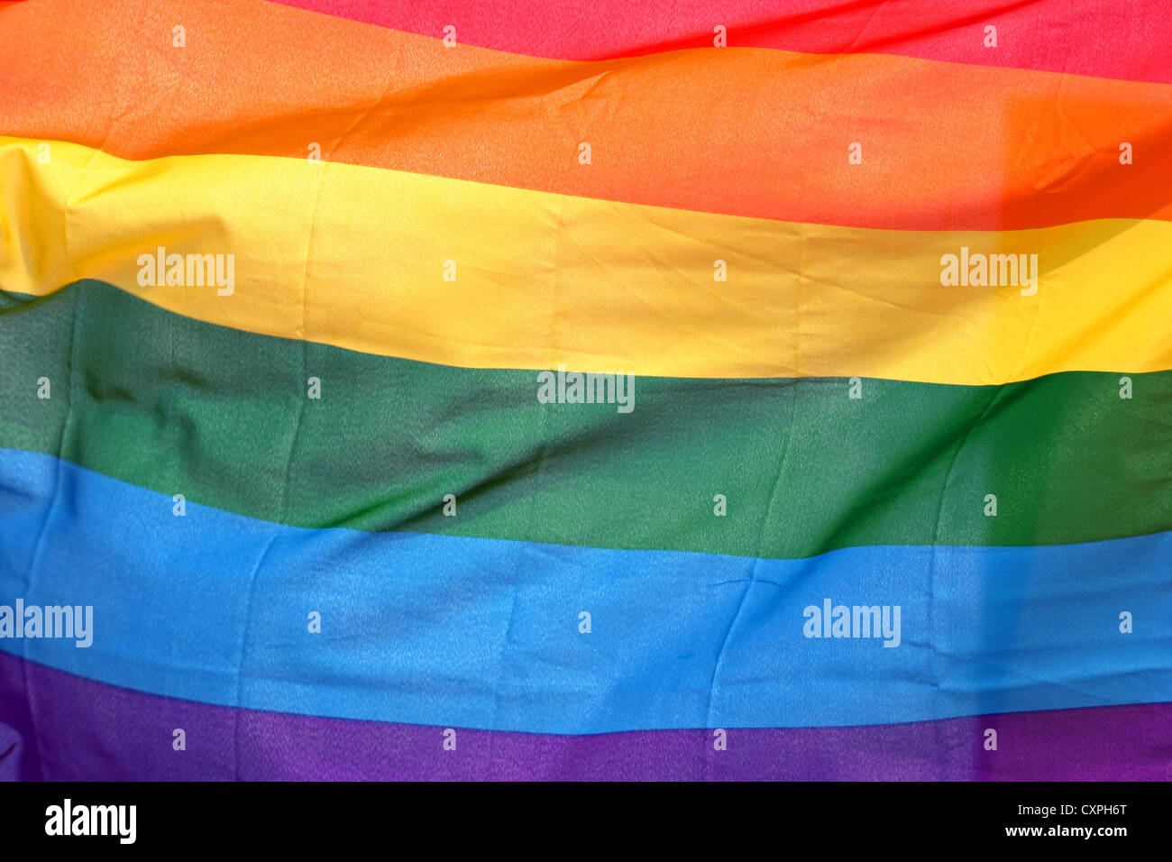Close up of a large gay pride flag Stock Photo