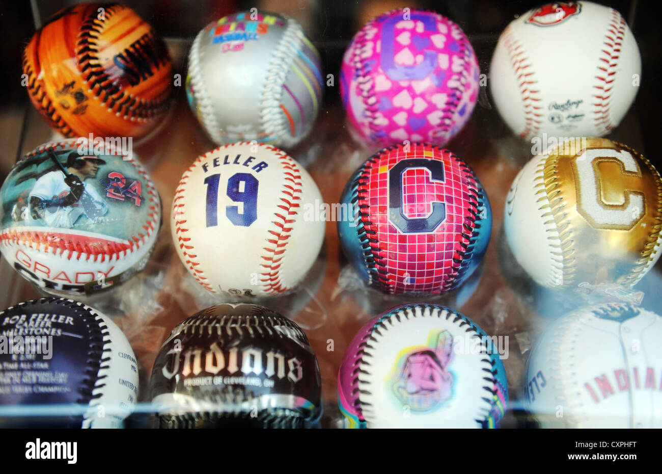Baseballs for sale at Progressive Field in Cleveland OHIO Stock Photo