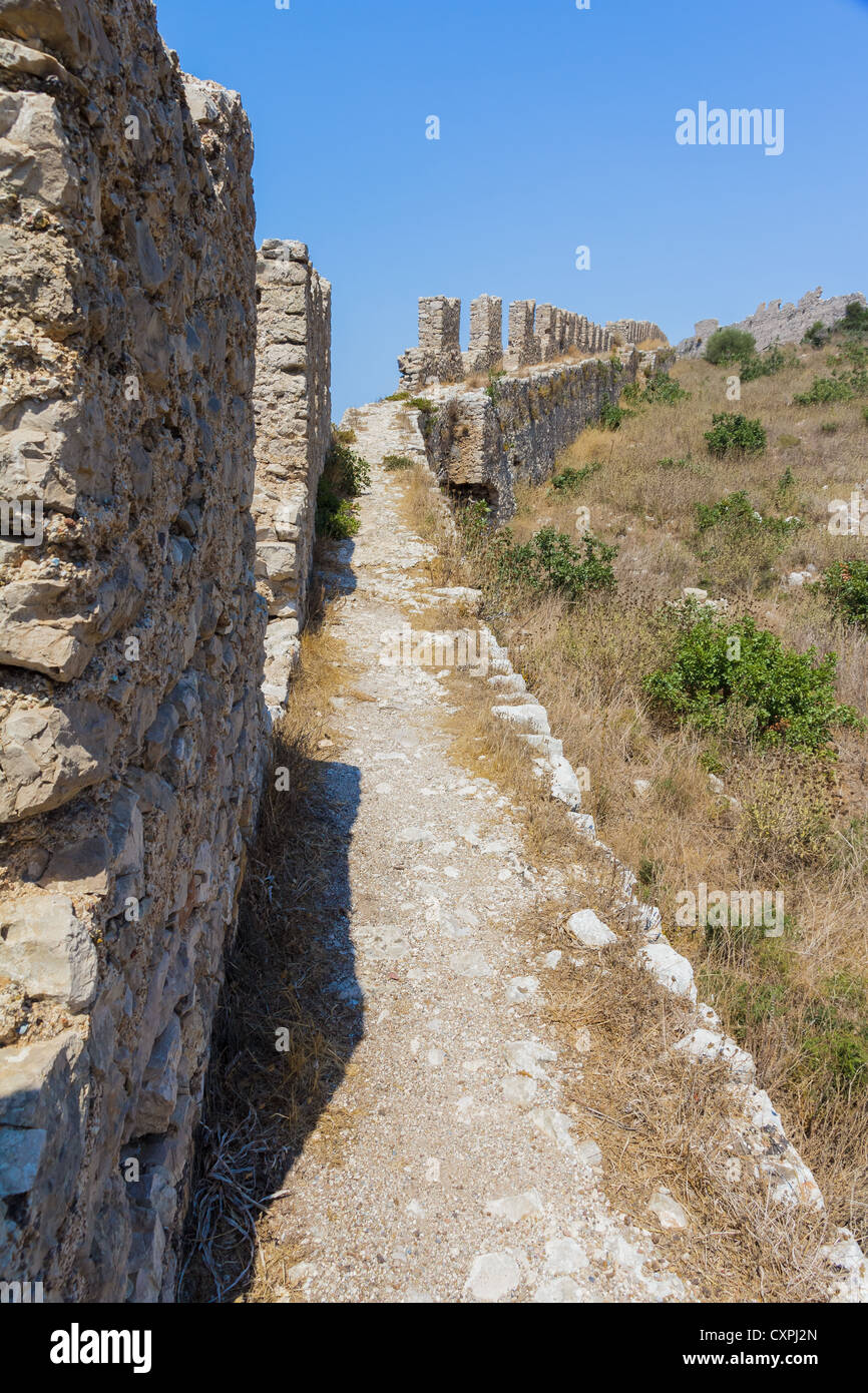 Old Navarino castle walls near Gialova in Messinia prefecture Stock Photo