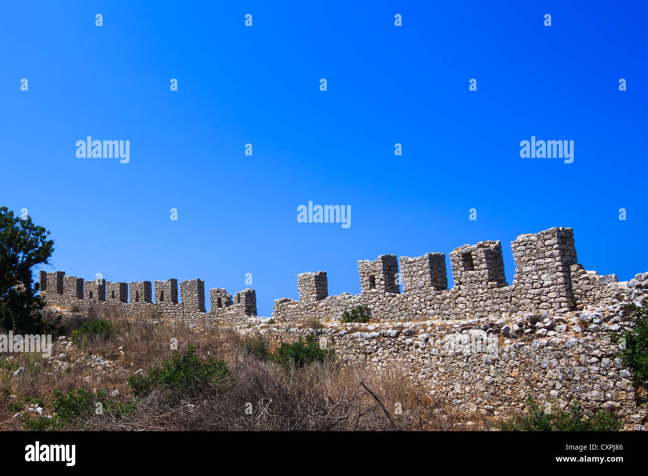 Old Navarino castle walls near Gialova in Messinia prefecture Stock Photo