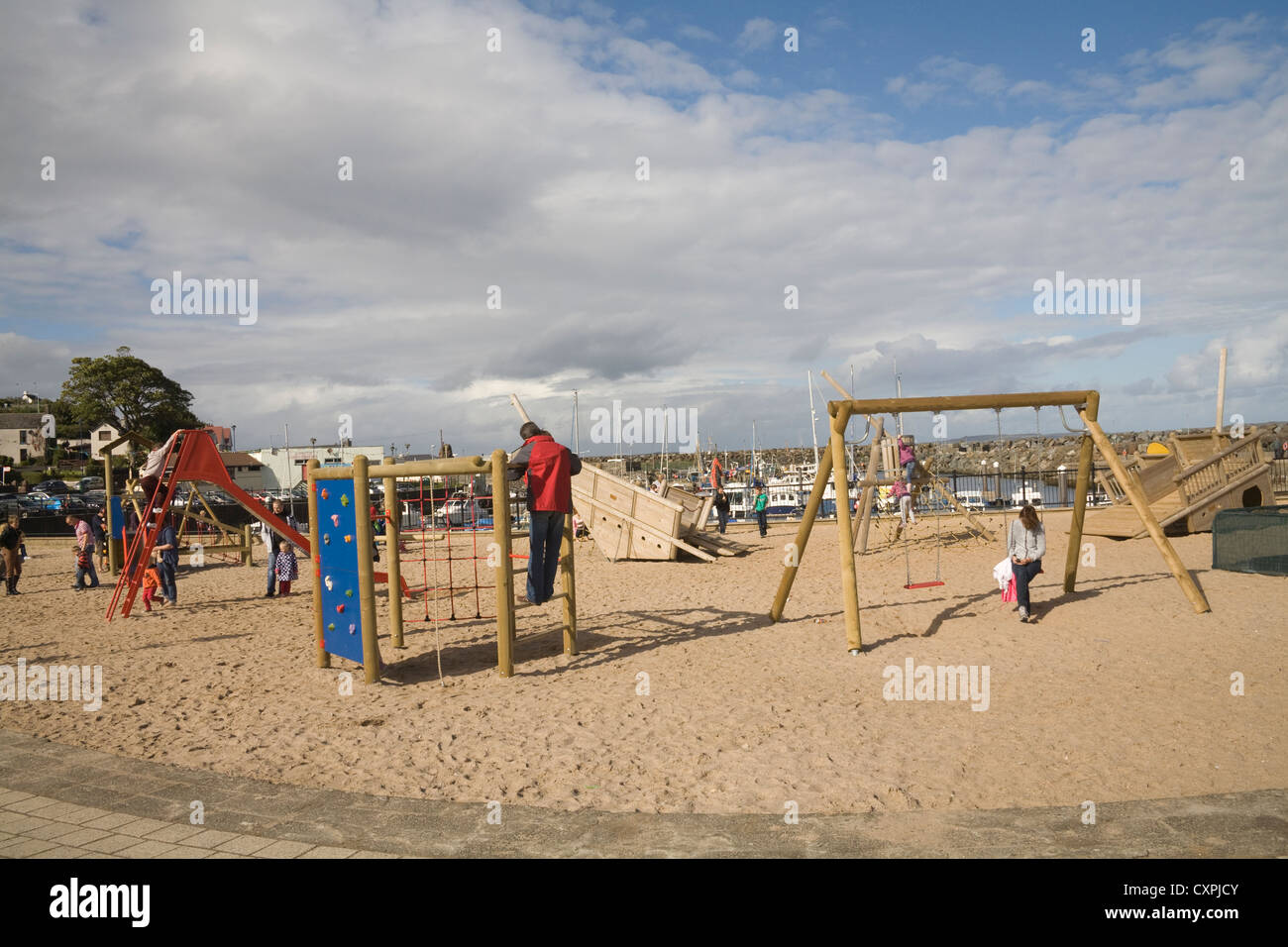 Ballycastle Co Antrim Northern Ireland Childrens' play area on sea front of this popular resort town Stock Photo