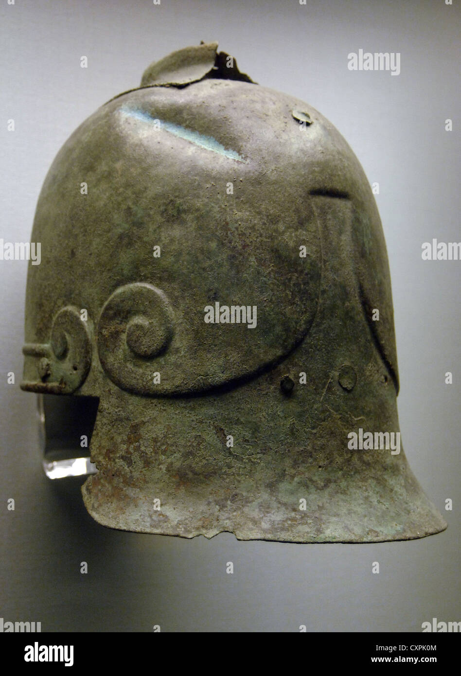 Bronze helmet of Lucanian type. 350-250 BC. From near Bolzano. British Museum. London. England. United Kingdom. Stock Photo