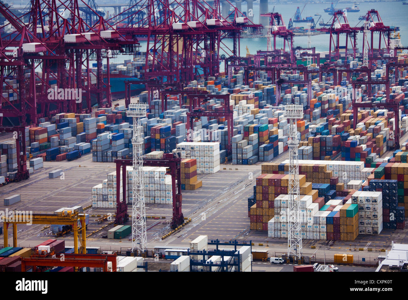 busy port in Hong Kong from bird view Stock Photo - Alamy