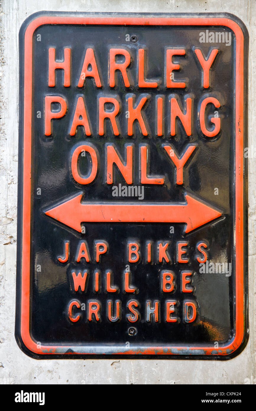 Harley parking only sign cartel Stock Photo