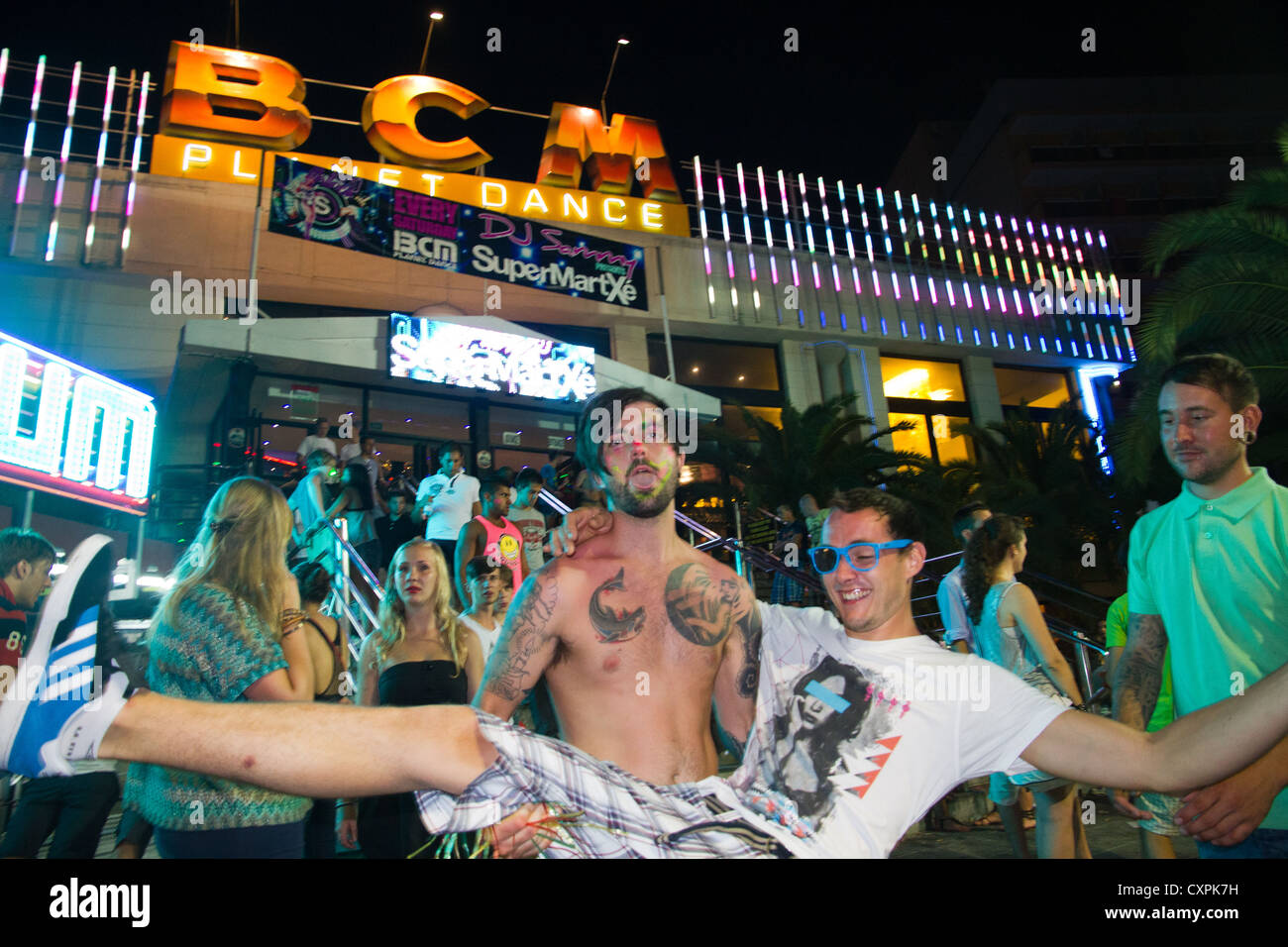 Magaluf Mallorca Young in front of BCM disco Majorca Balearic islands Spain  Stock Photo - Alamy