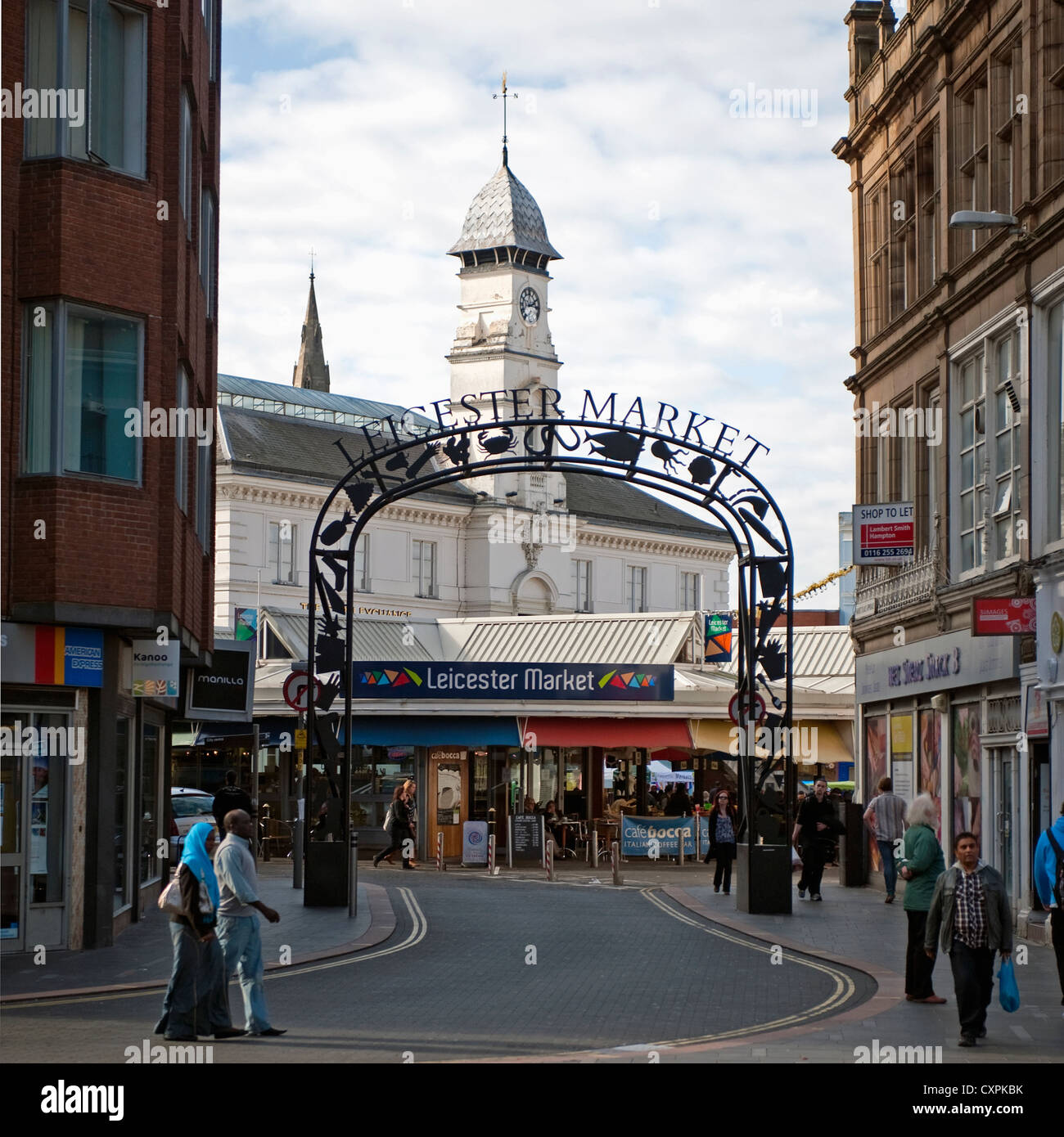 Entrance to Leicester City Market from Gallowtree Gate. Stock Photo