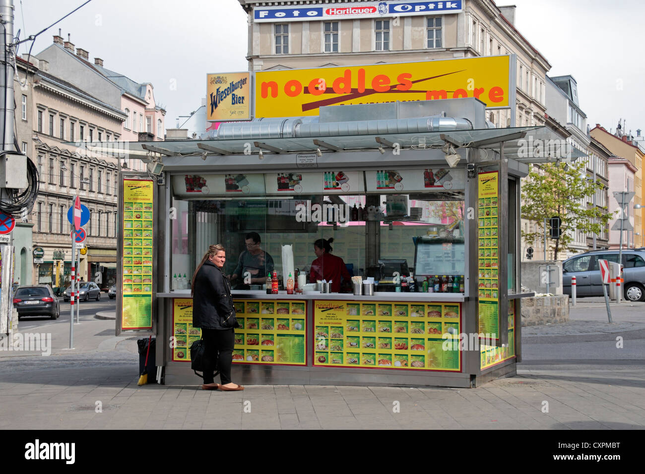 A "Noodles More" outdoor noodle bar in Vienna (Wien), Austria Stock