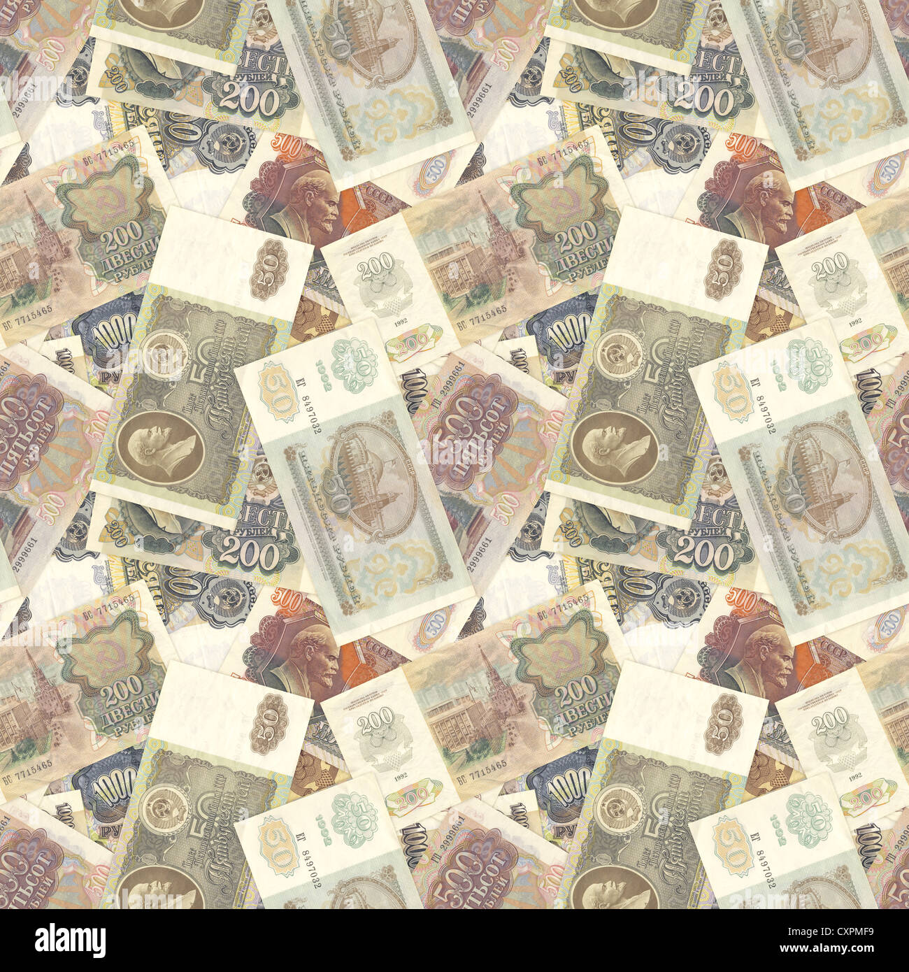 Obsolete soviet money - seamless texture Stock Photo