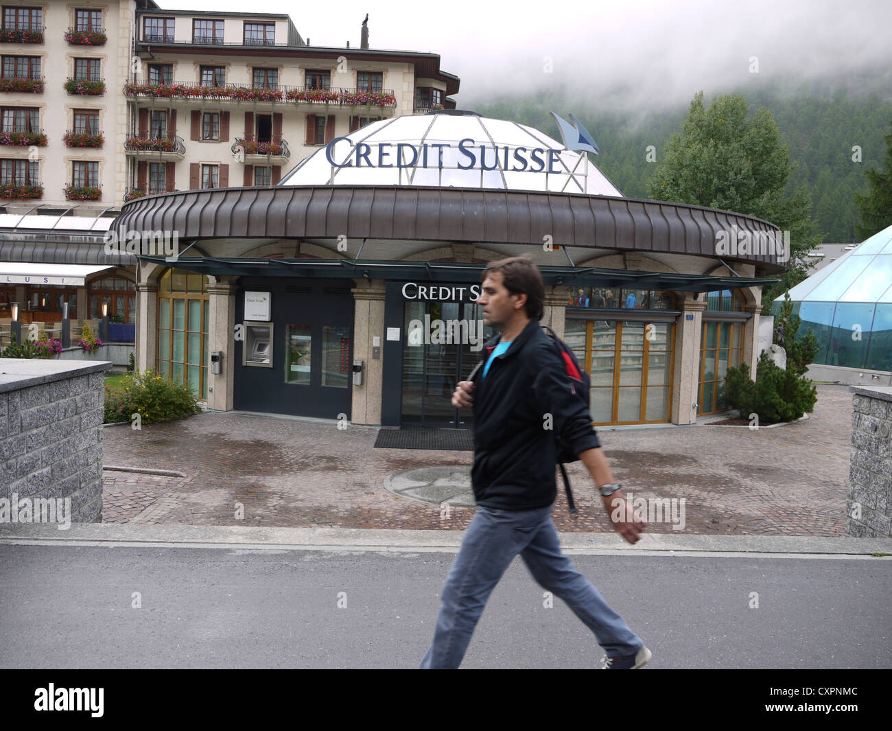 Credit Suisse bank branch Bahnhofstrasse Zermatt, Switzerland Stock Photo