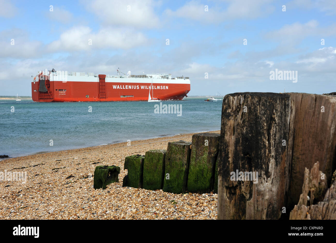 Shipping in Southampton water England Stock Photo