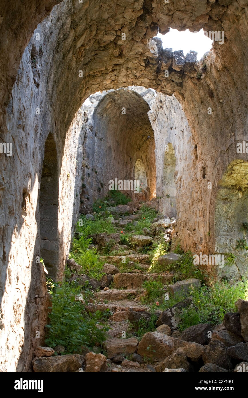 Ruins on the Gemiler Island (St Nicholas island) off the coast of Fethiye, Turkey Stock Photo