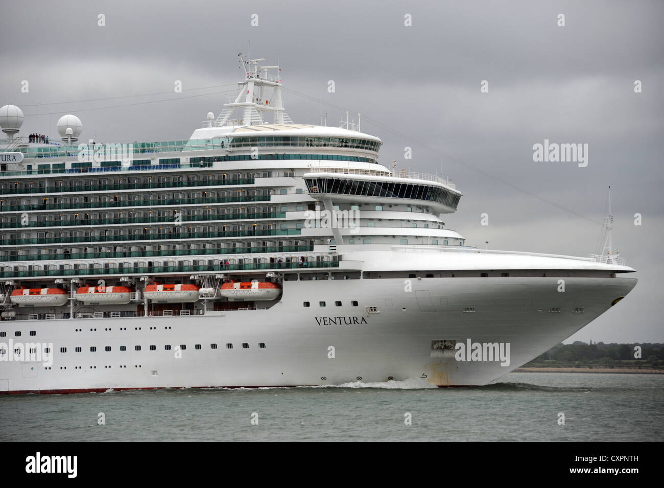 P&O Cruise  Ship Ventura leaving Southampton England Stock Photo