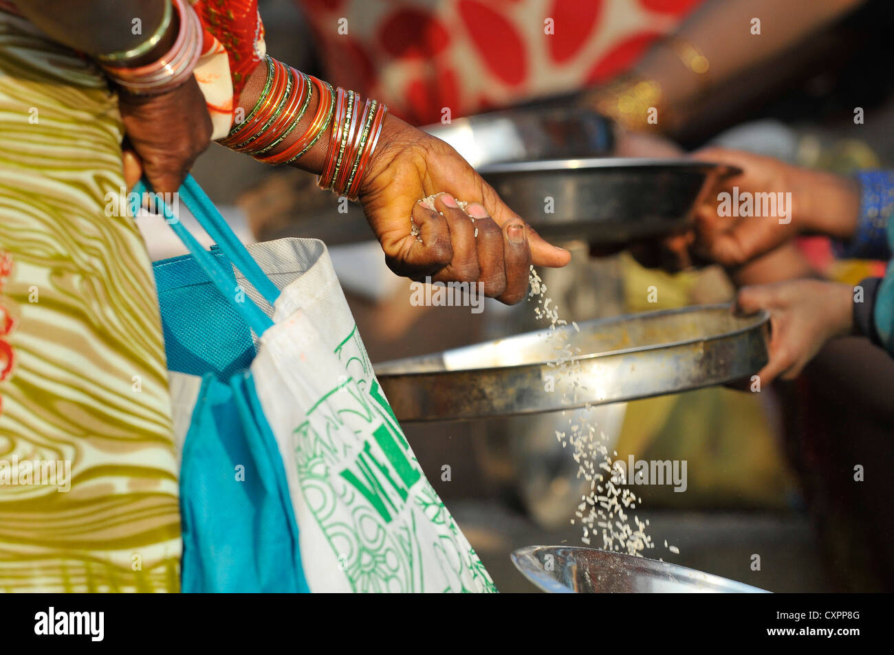 Asia India Uttar Pradesh Varanasi Benares Alms seekers Stock Photo