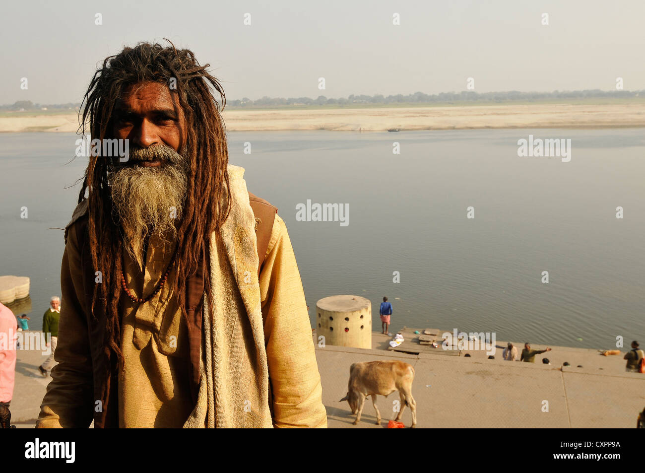 Asia India Uttar Pradesh Varanasi  Portrait of a sadhu or ascetic Hindu Stock Photo