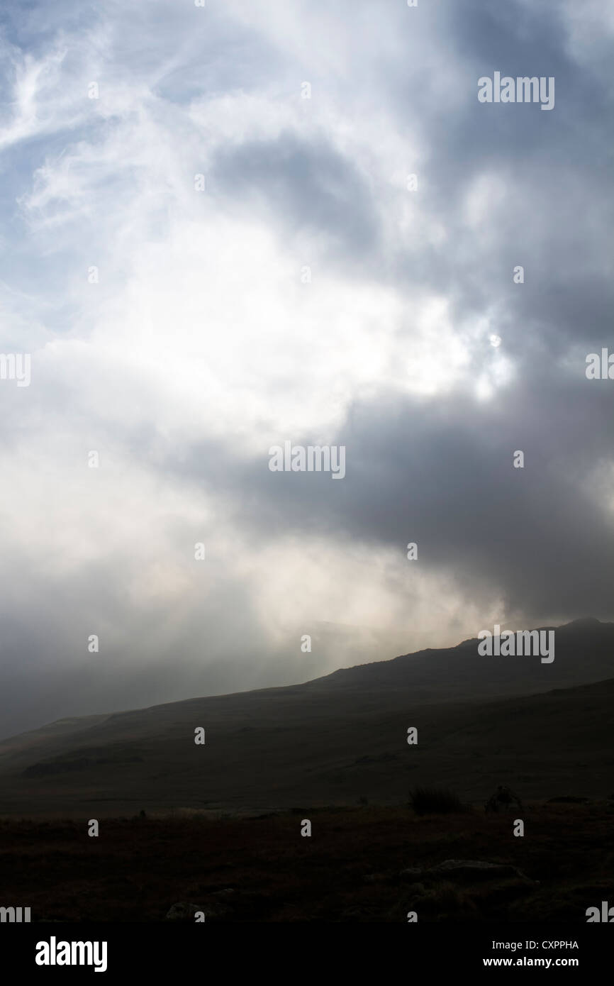 Moel Siabod amongst clouds Stock Photo