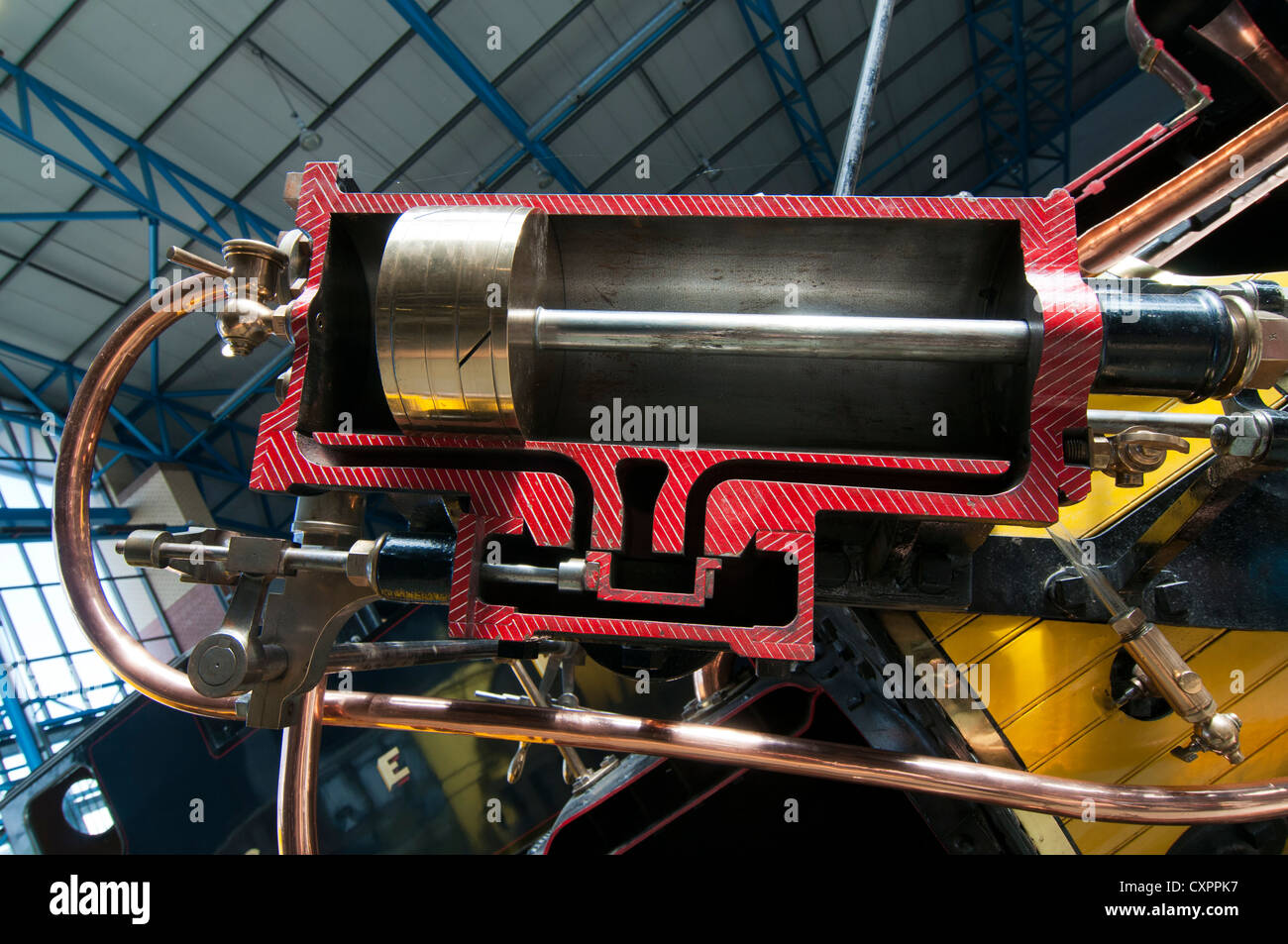 Cut away of one of the Rocket's steam pistons Stock Photo Alamy