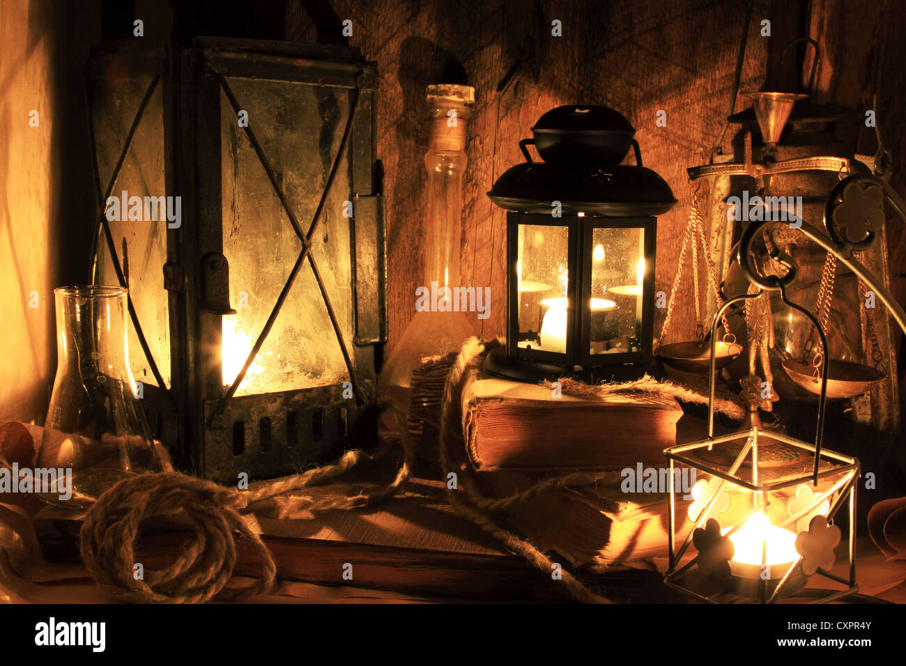 Old rusty oil lamps hi-res stock photography and images - Alamy