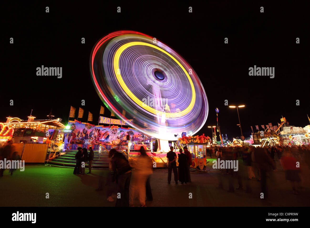 MUNICH, SEP 23: The high ferry wheel at night at the Oktoberfest in Munich on September 23rd 2011, Munich, Germany Stock Photo