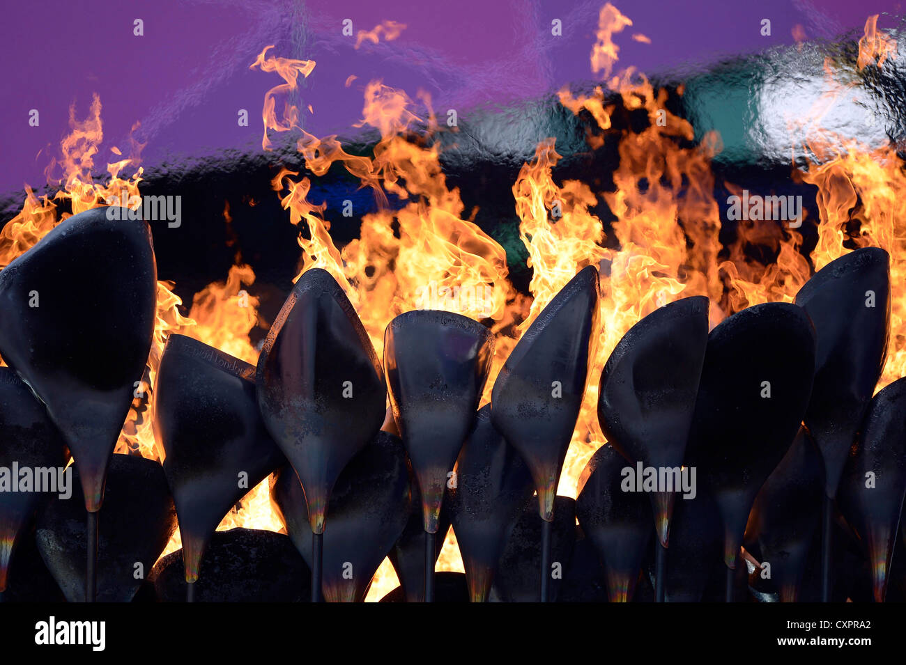 The Olympic flame still burns. Stock Photo