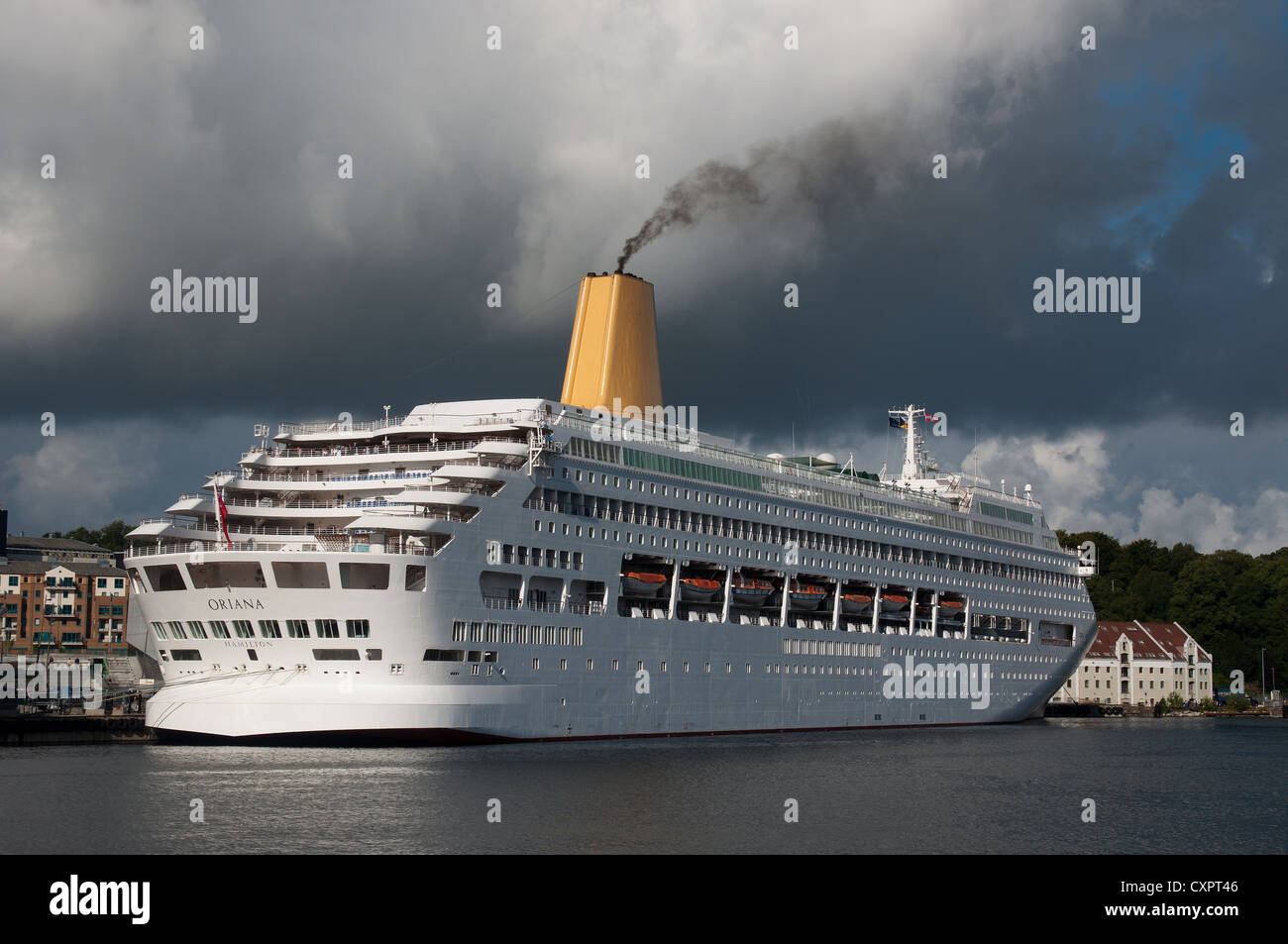 The P&O Cruise Ship, Oriana, docked in the port of Stavanger, Norway Stock Photo