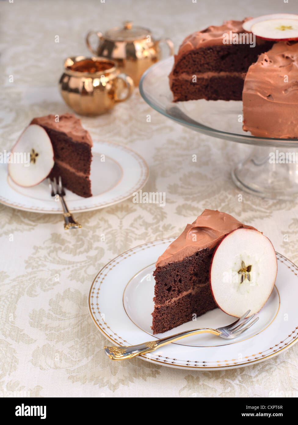 Chocolate Applesauce Layer Cake Stock Photo Alamy