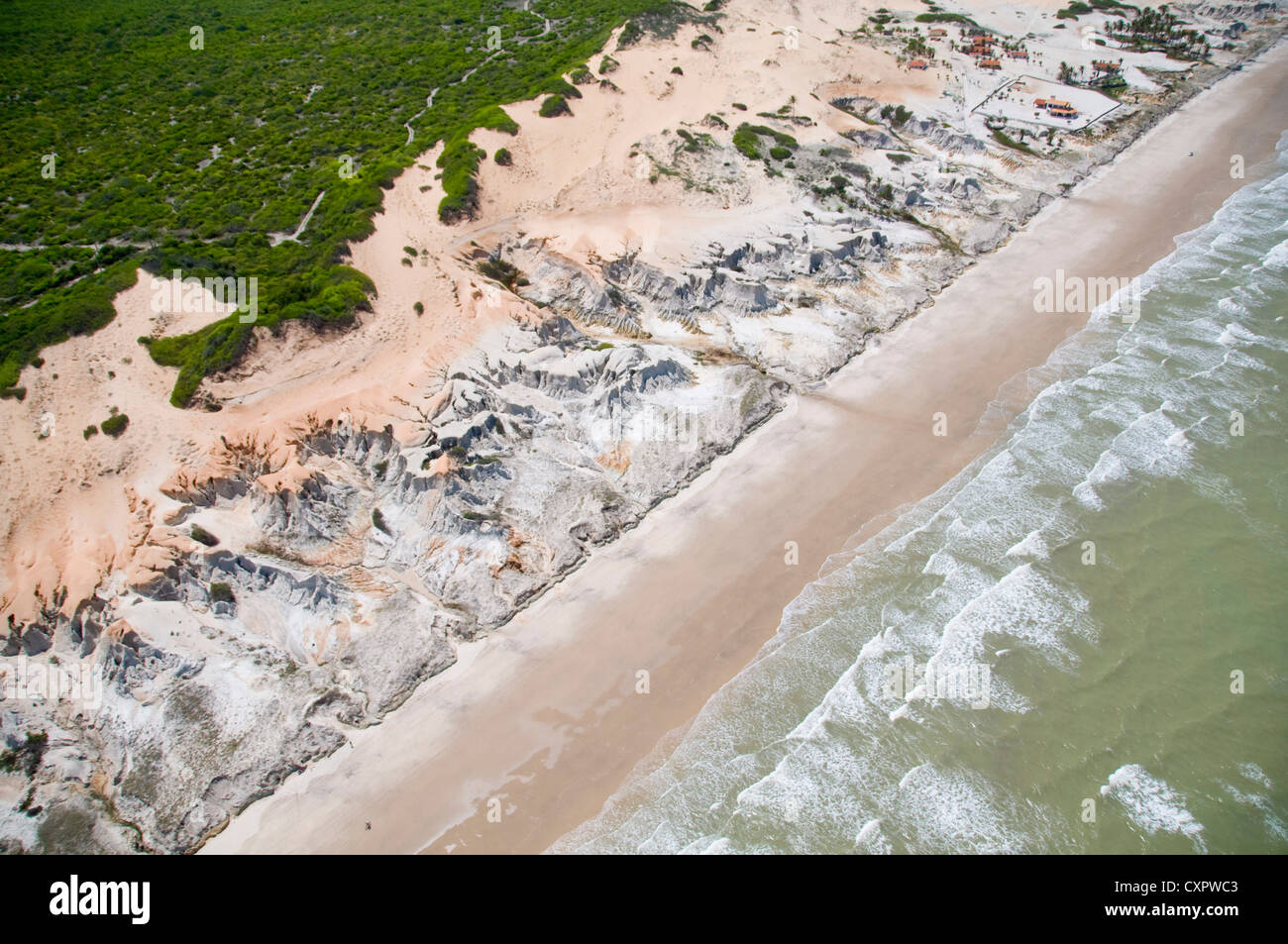 Aerial view of coastline, Quixaba, Ceará, Brazil - Canoa Quebrada beach Stock Photo